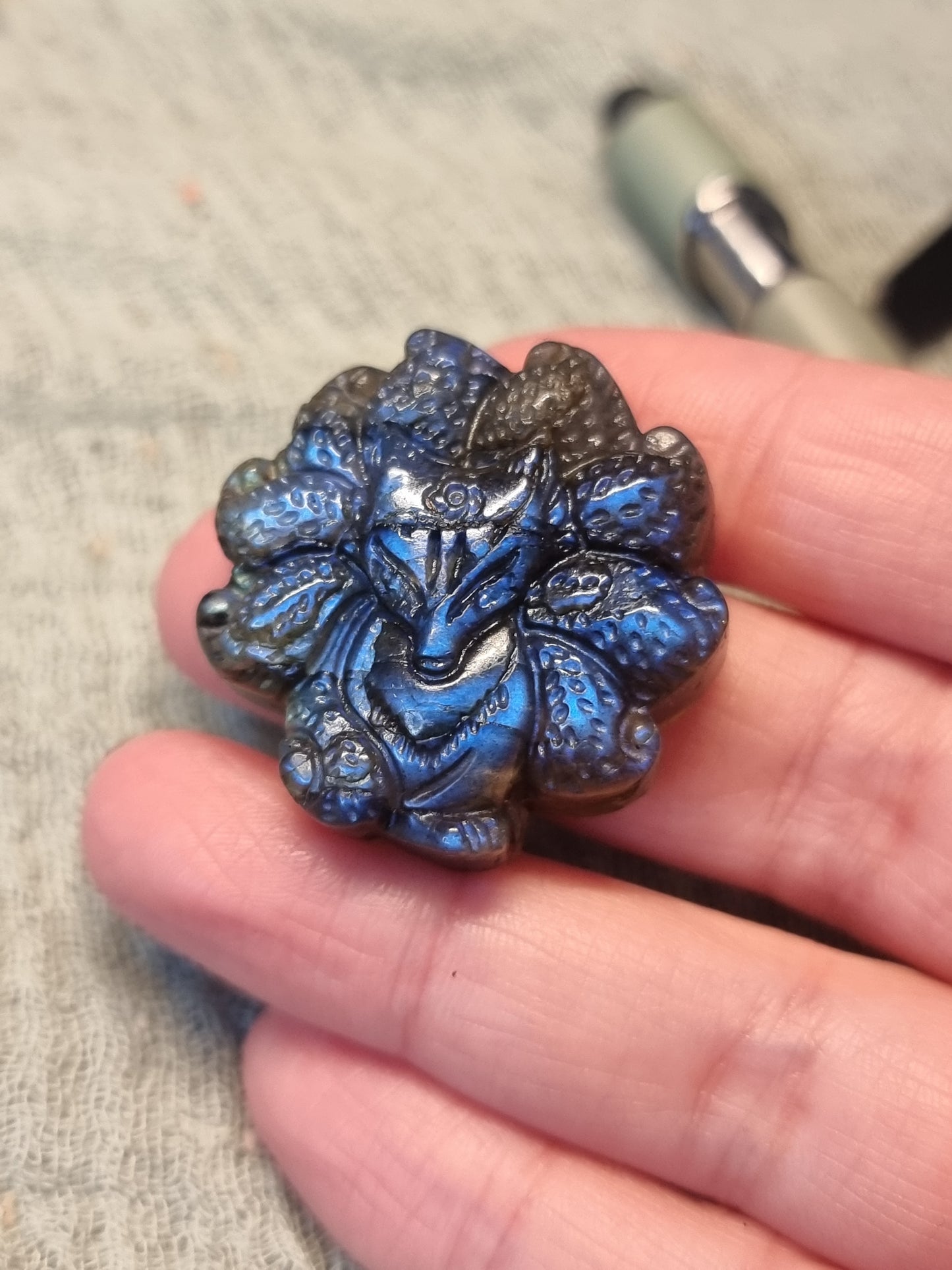 Labradorite 9 tail fox carvings