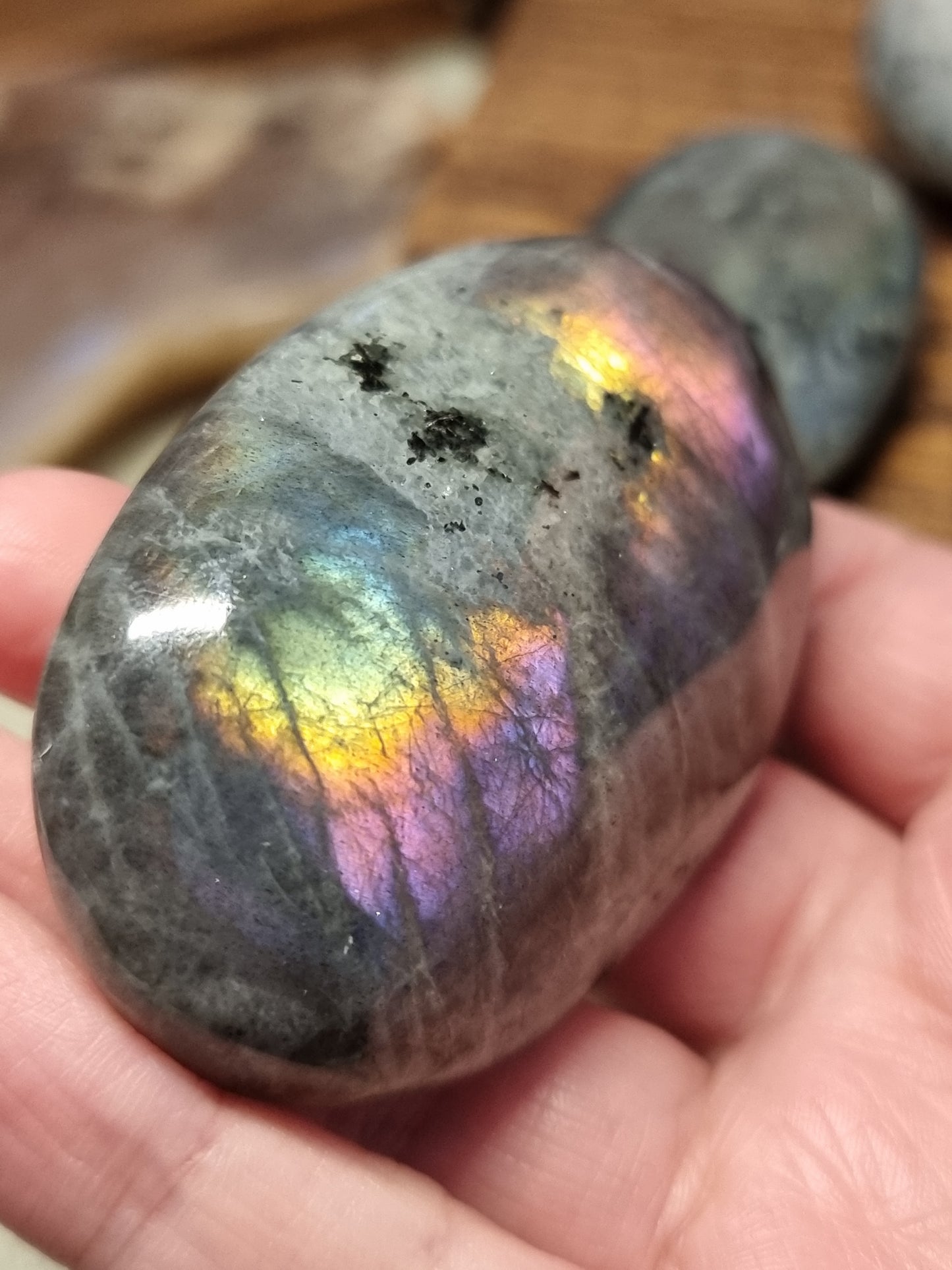 Purple labradorite palmstones