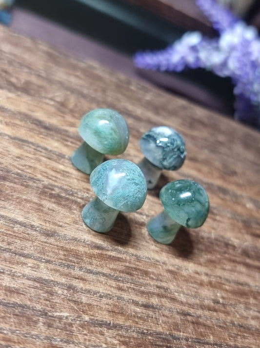 Moss agate mini mushrooms