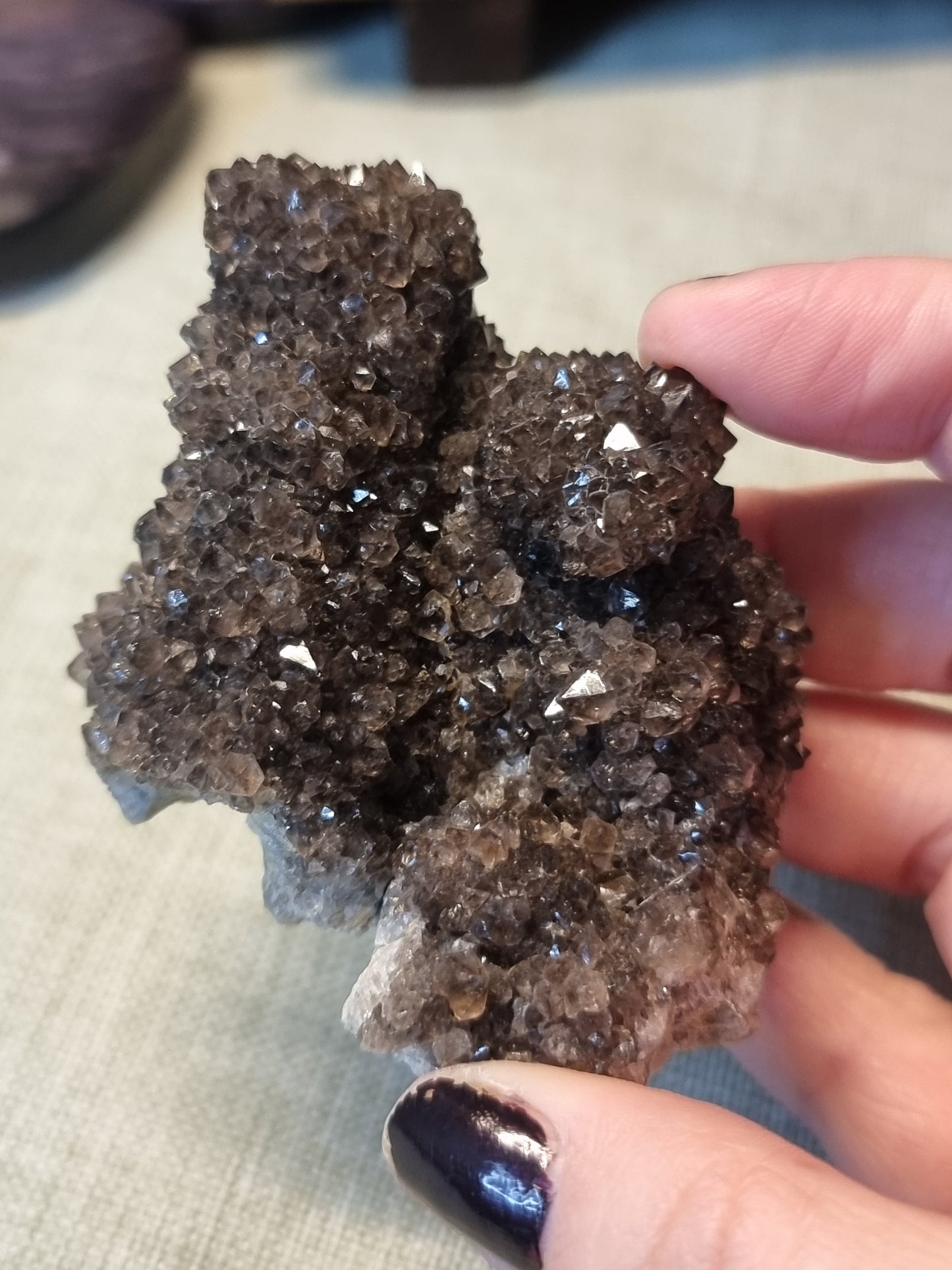 Black spirit quartz clusters