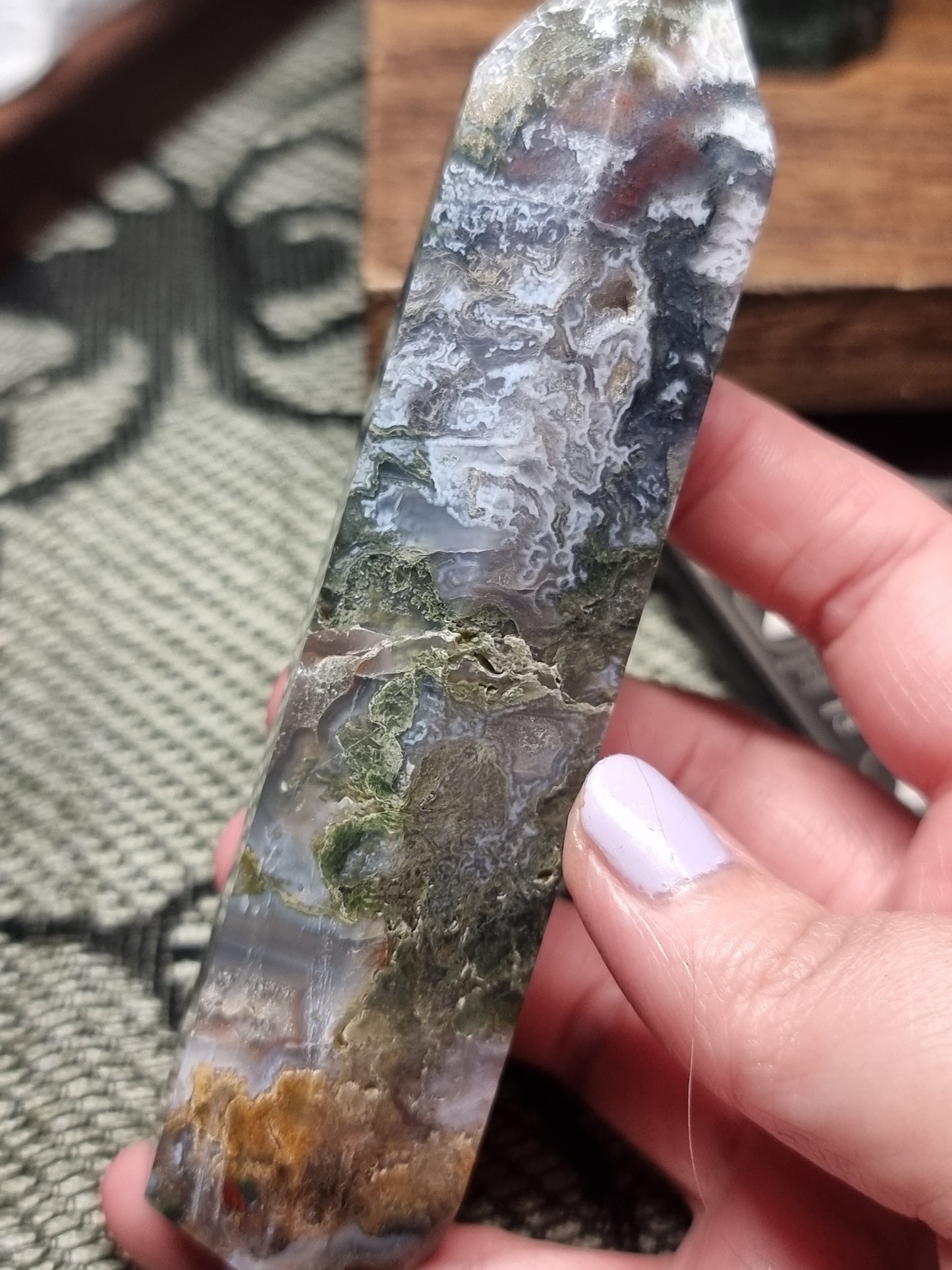 Colourful Moss agate towers