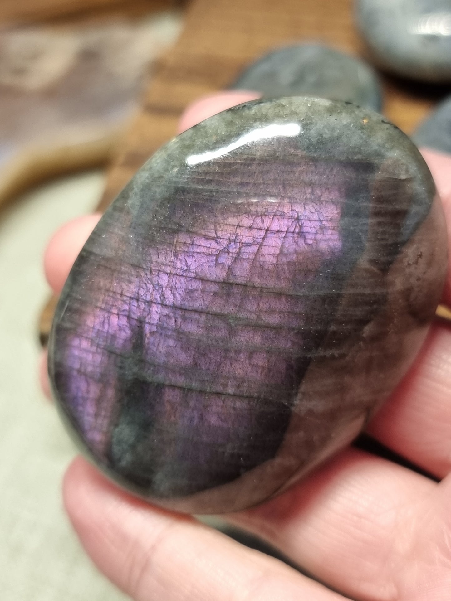 Purple labradorite palmstones