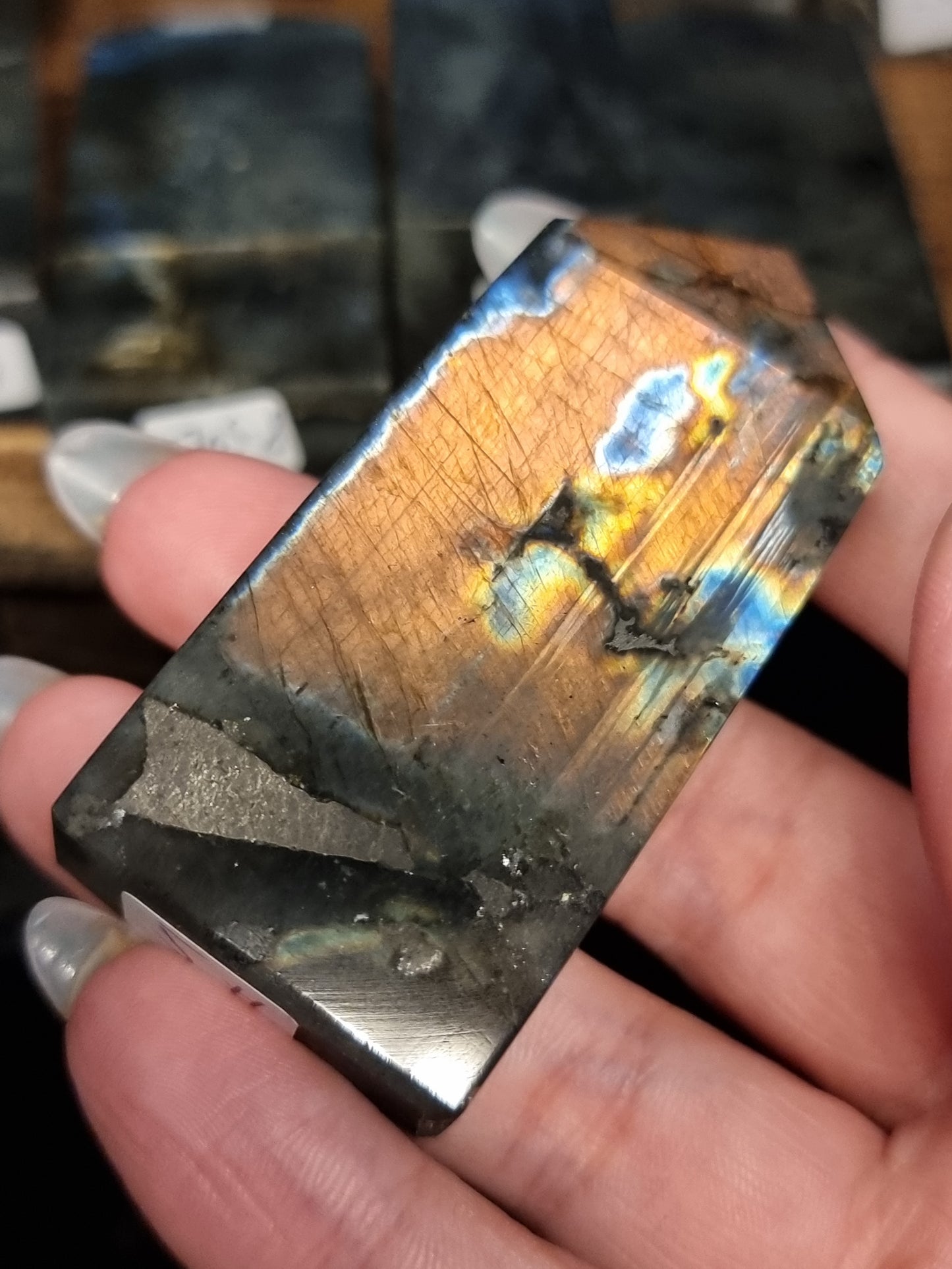 Spectralite towers (Finnish labradorite)