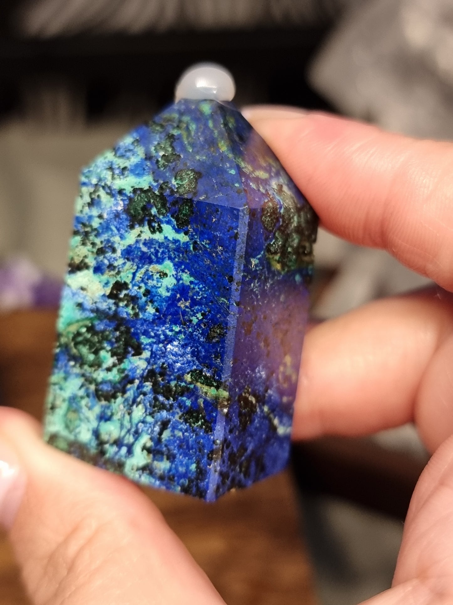 Azurite with malachite towers