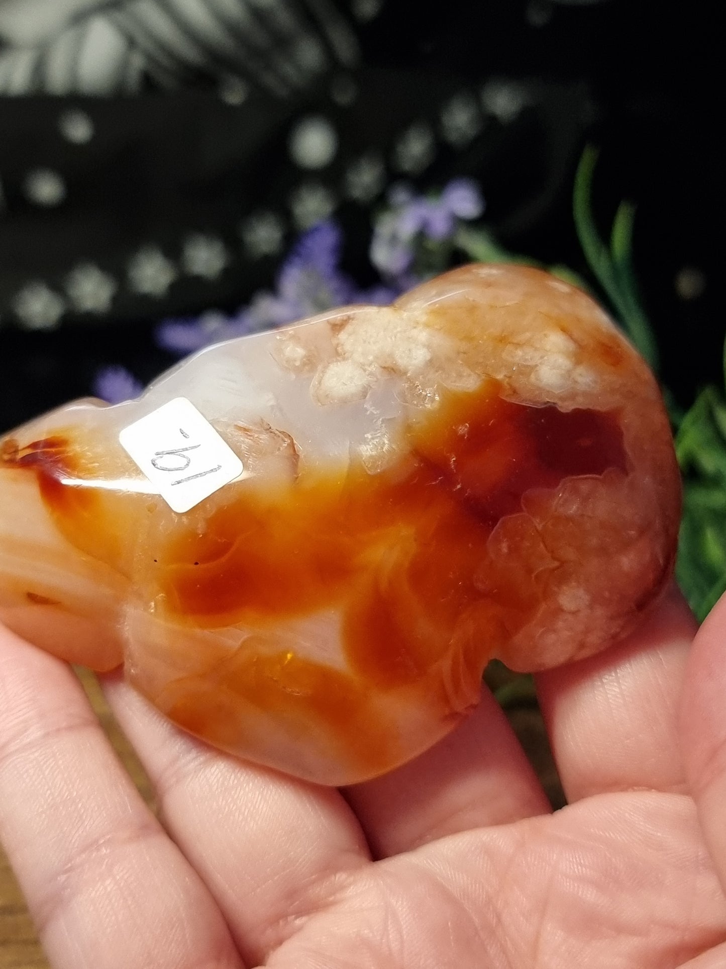 Carnelian flower agate dish A