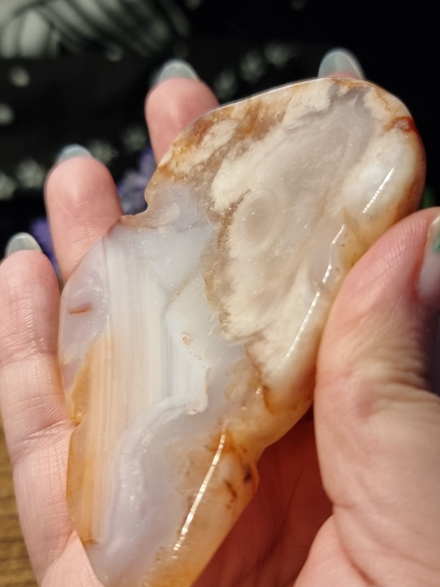 Carnelian flower agate dish A