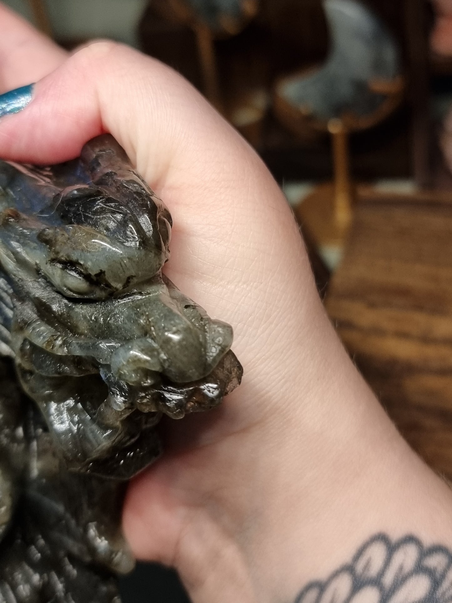 Labradorite dragon carving