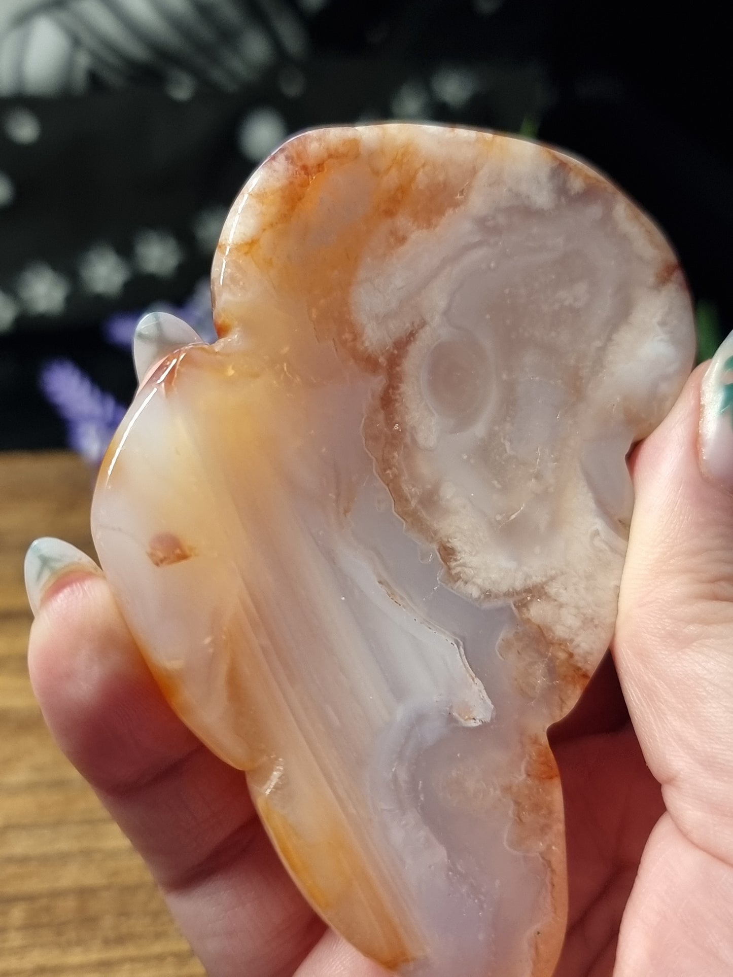 Carnelian flower agate dish A