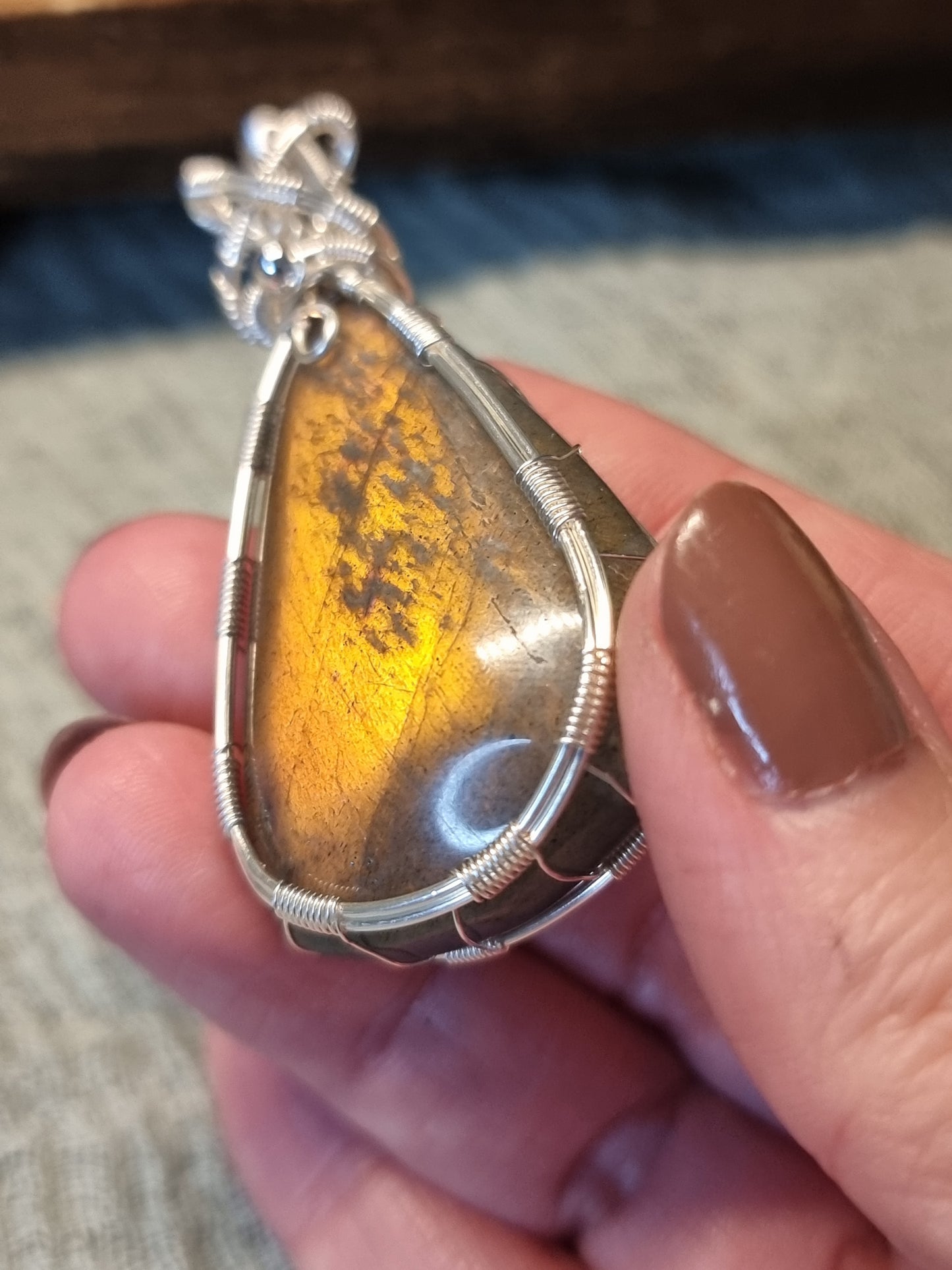 Labradorite wire wrapped pendants