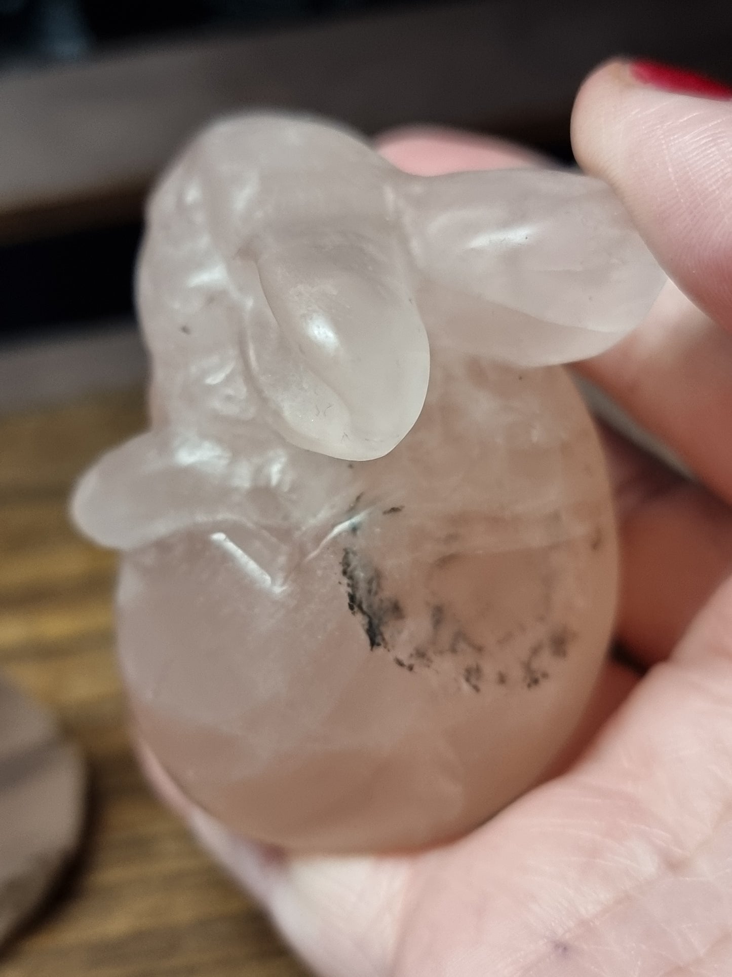 Dendritic rose quartz carvings