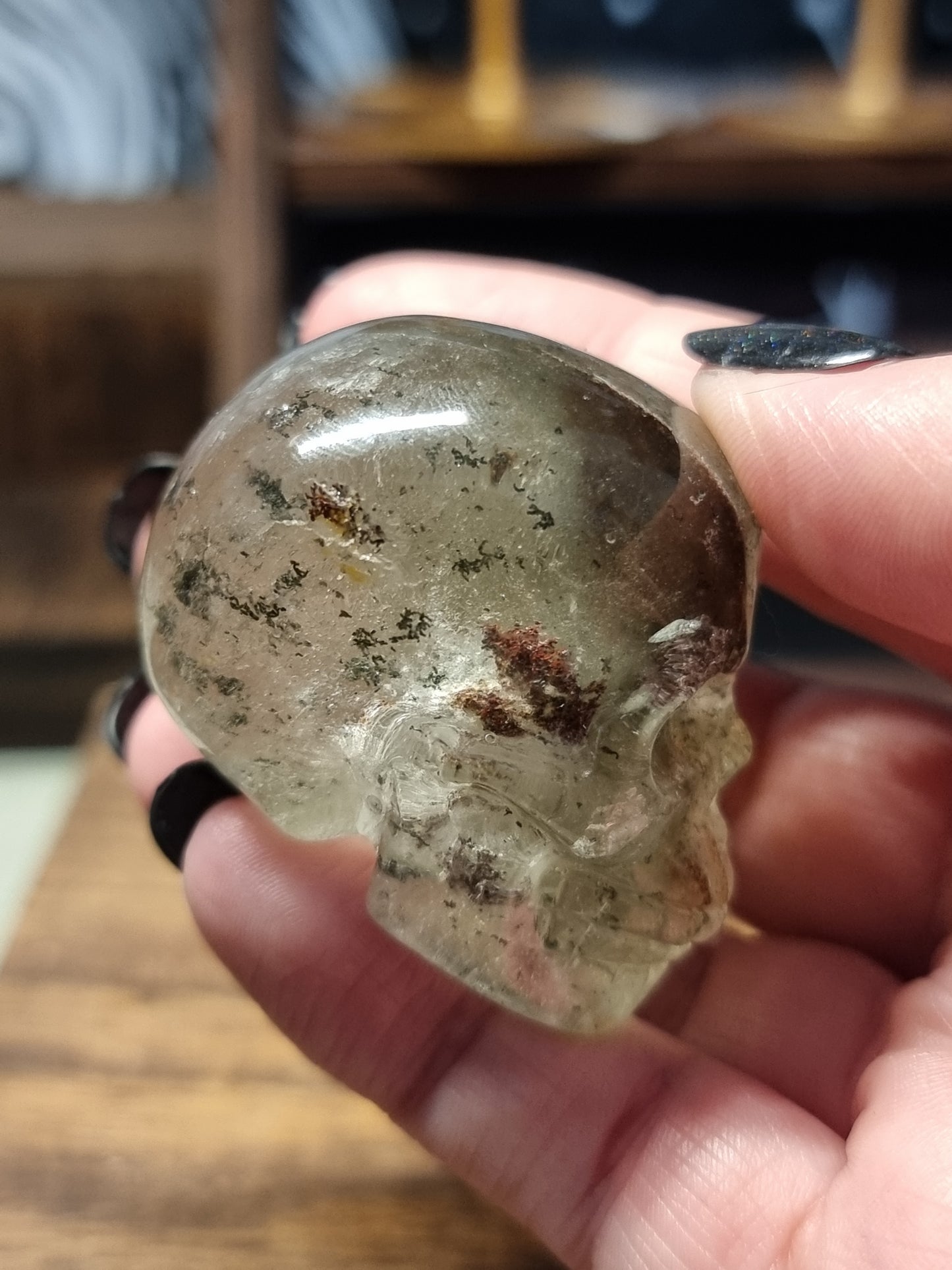 Garden quartz skulls
