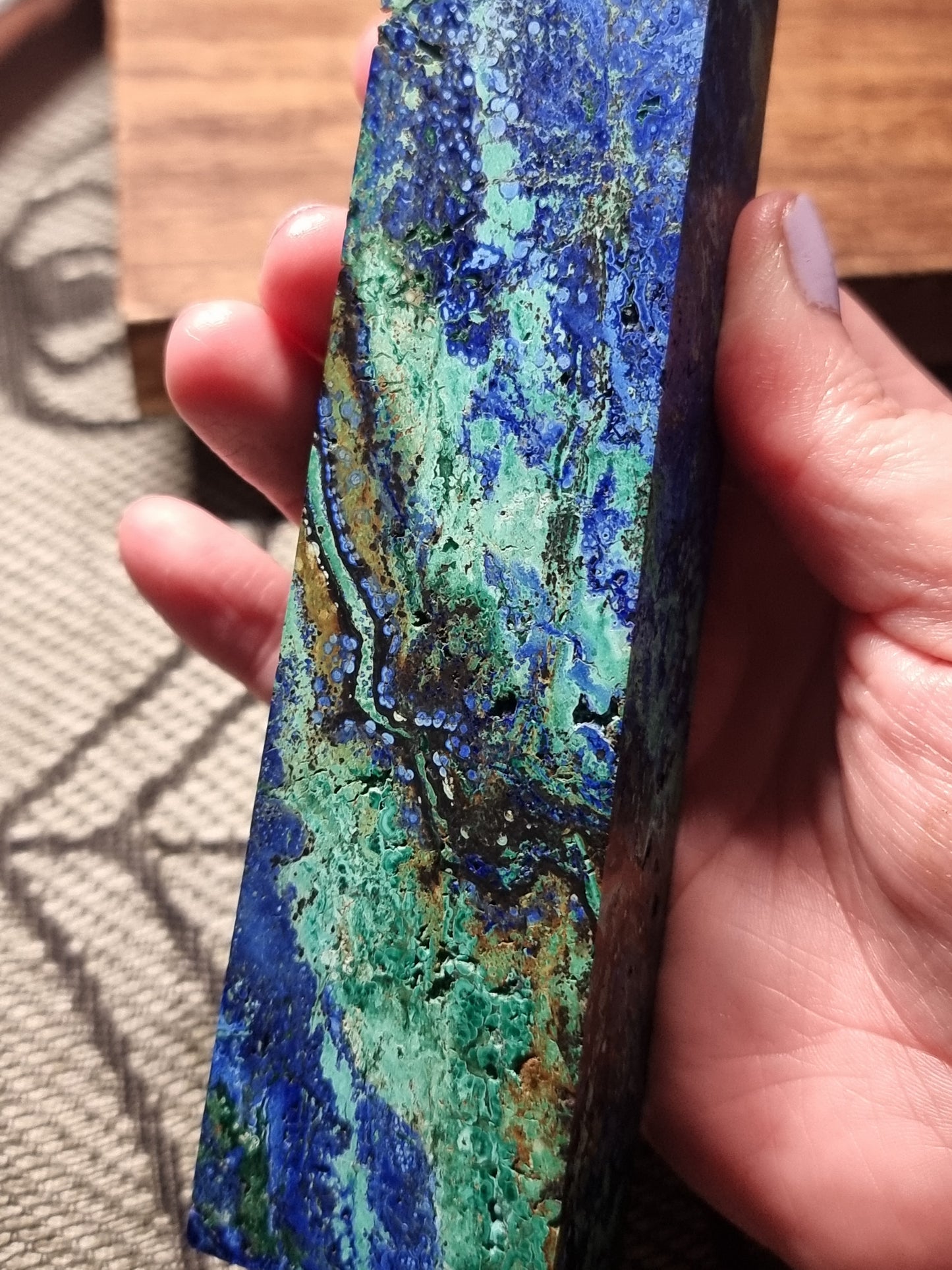 Azurite with malachite tower