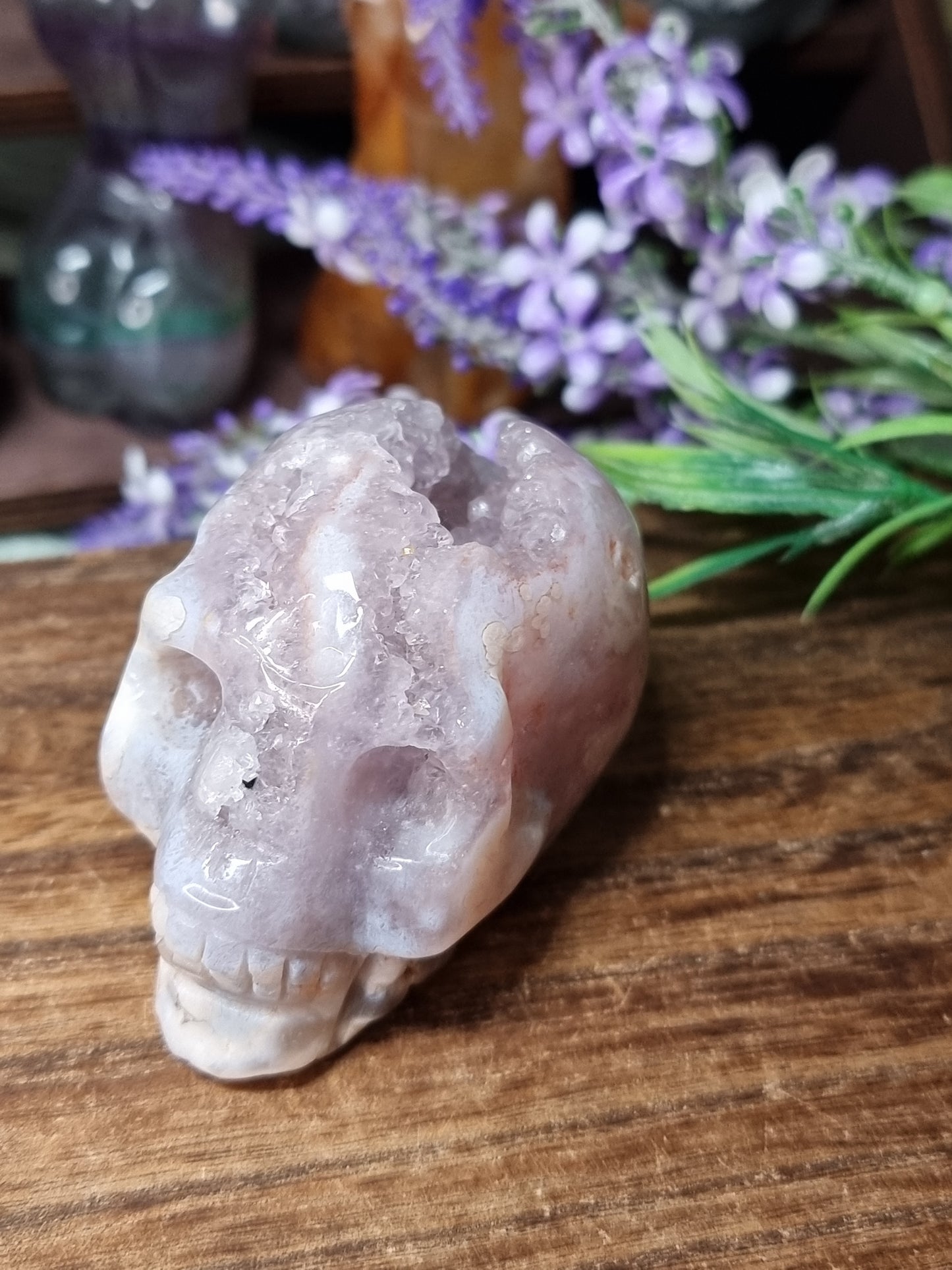 Pink amethyst skull