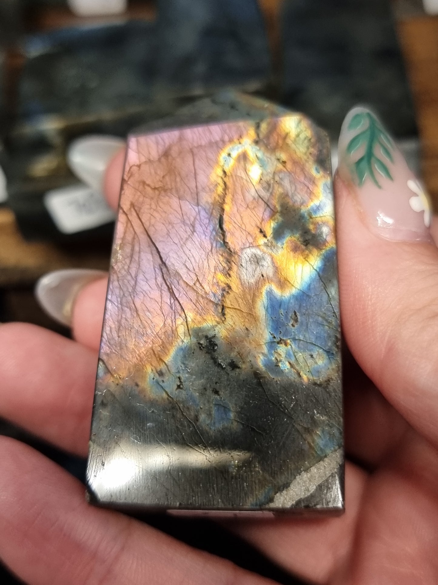 Spectralite towers (Finnish labradorite)