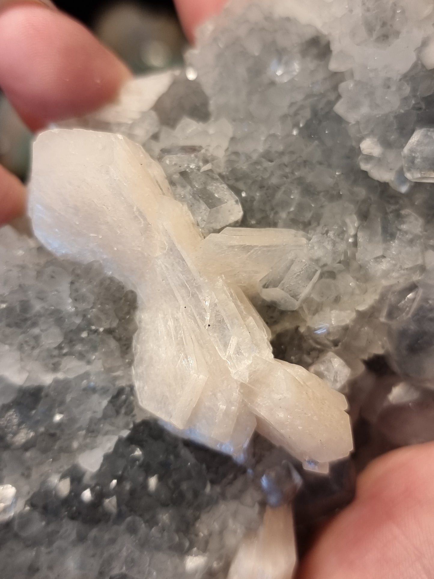 Chalcedony with peach stilbite & apophyllite B