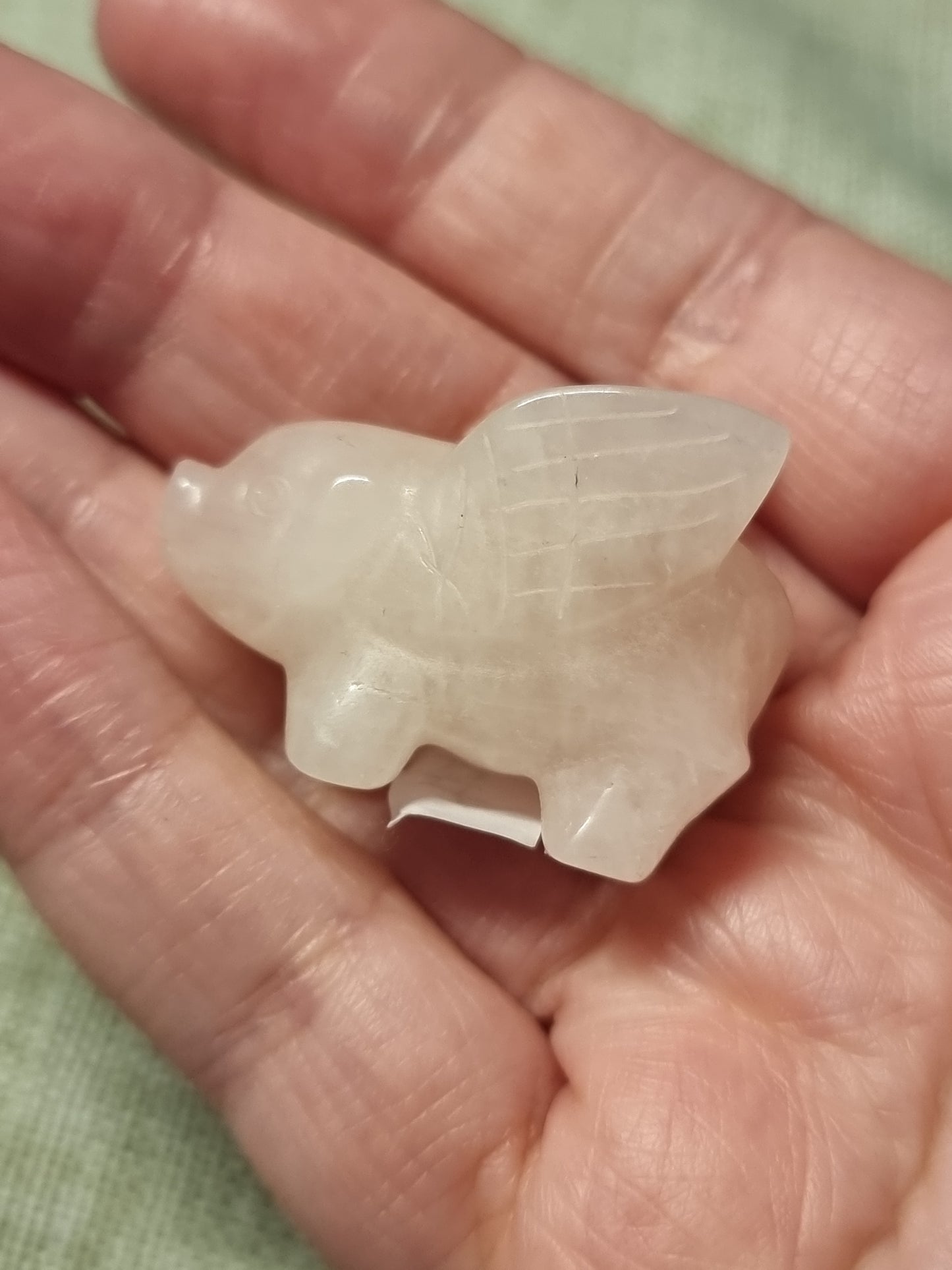 Rose quartz flying pig