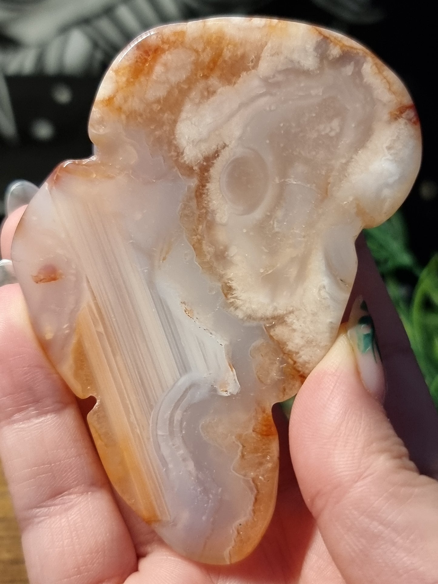 Carnelian flower agate dish A