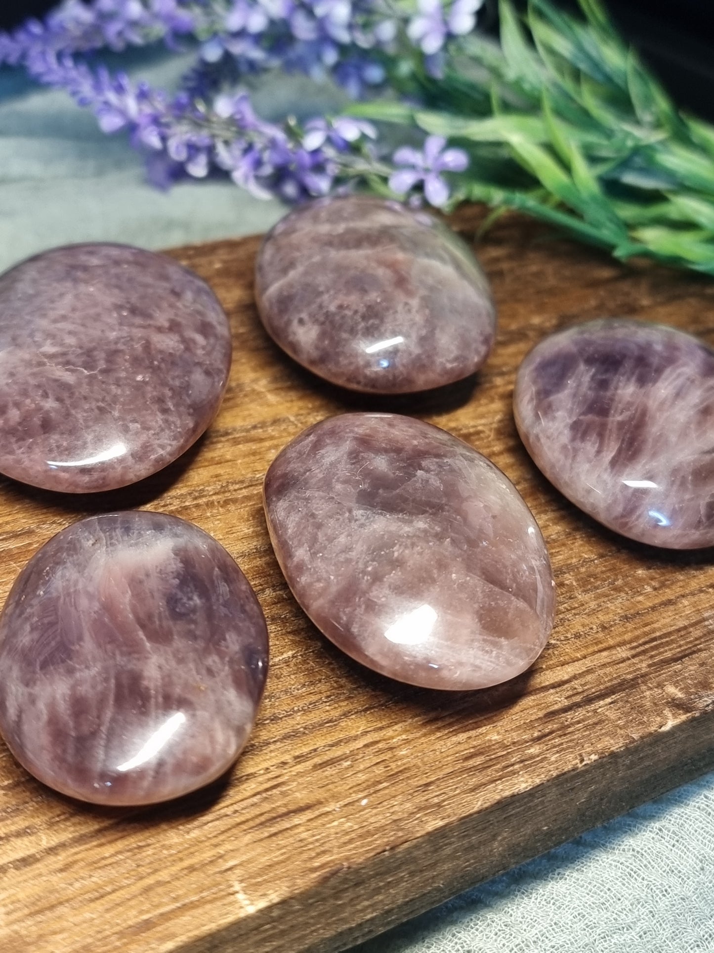 Lavender rose quartz palmstones