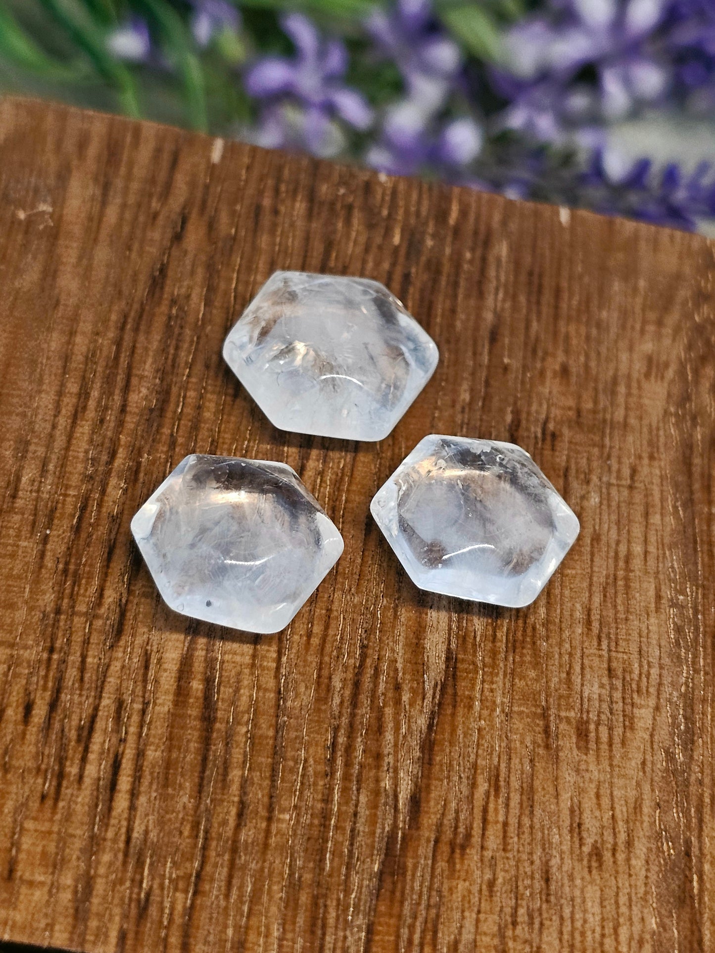 Mini blue phantom quartz hexagons