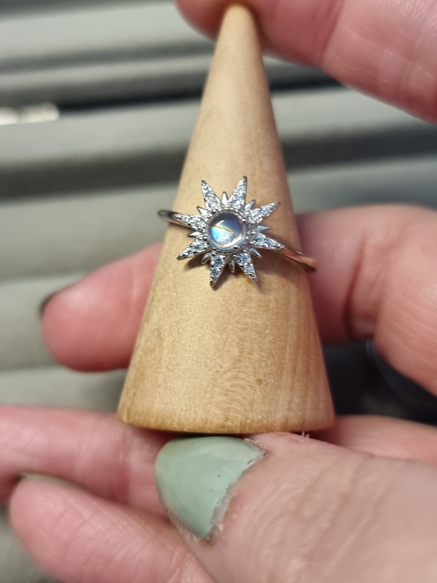 Moonstone s925 adjustable rings