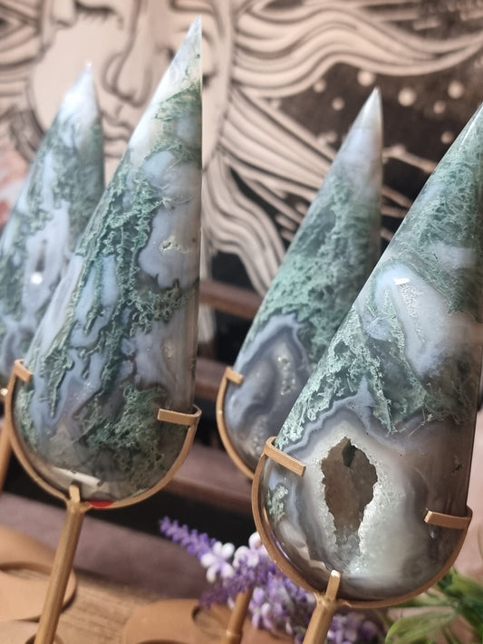 Moss agate teardrops