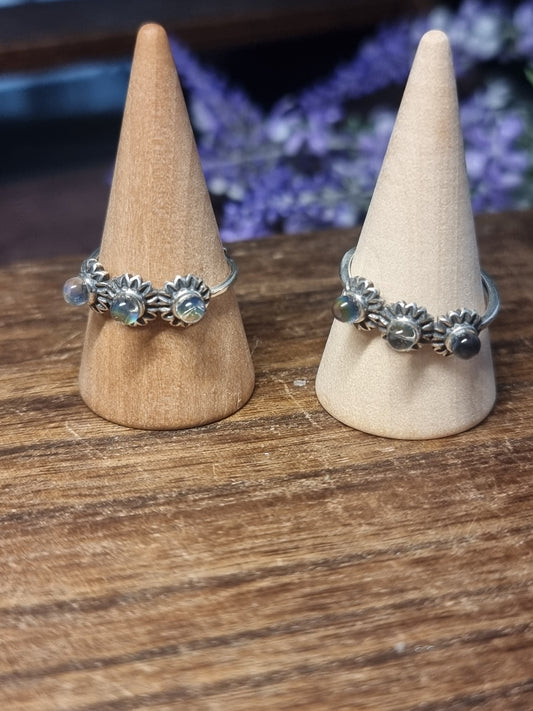Madagascar moonstone S925 adjustable rings