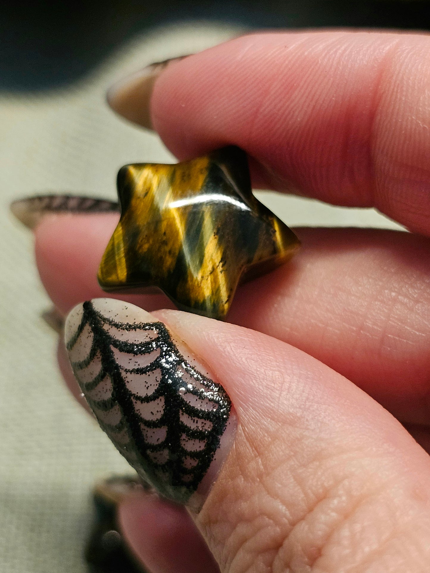 Mini Blue & gold tigers eye stars