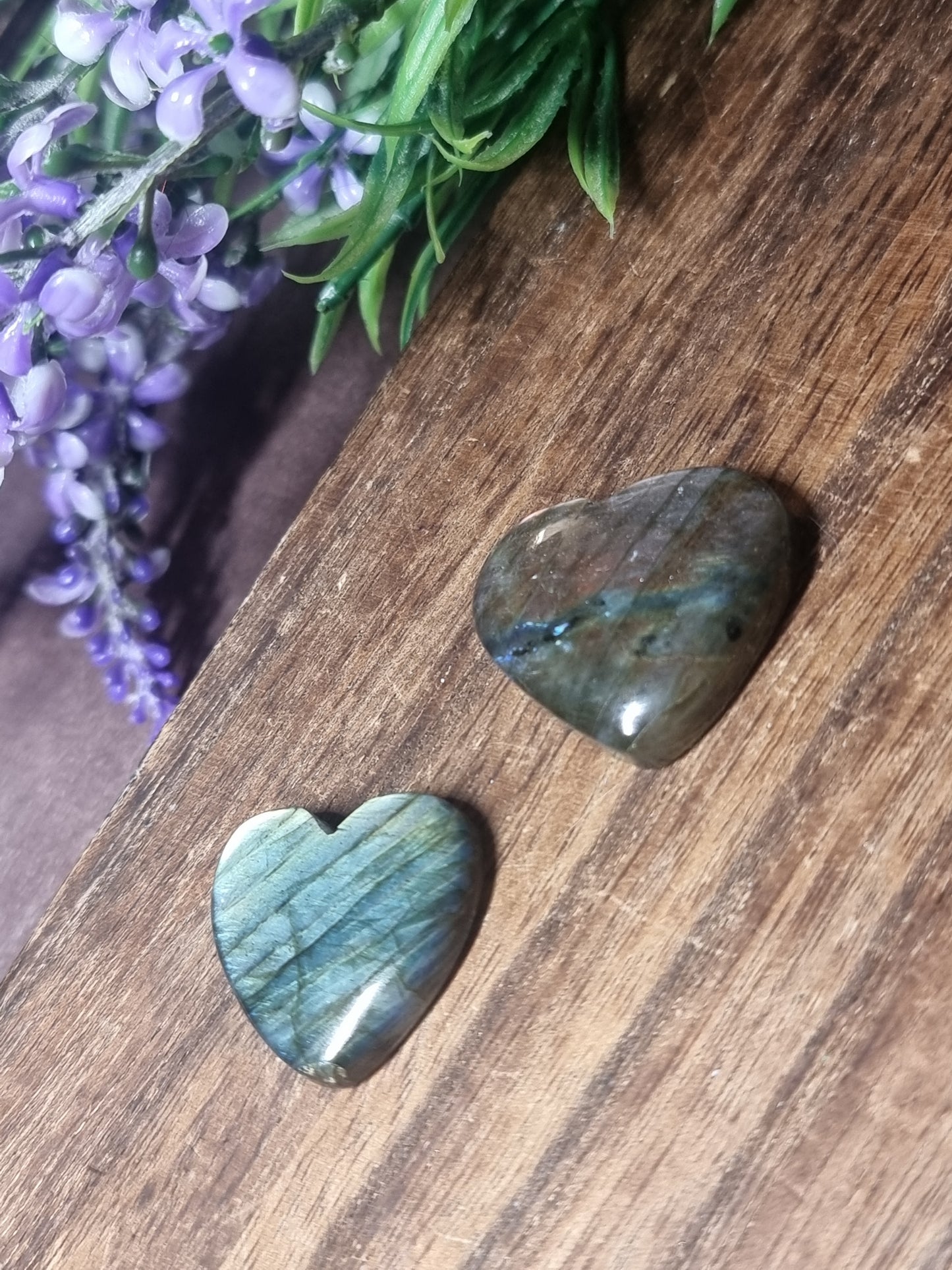 Labradorite hearts - high grade