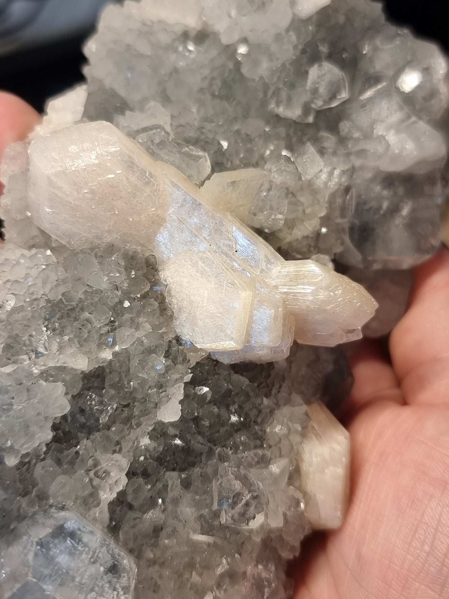 Chalcedony with peach stilbite & apophyllite B