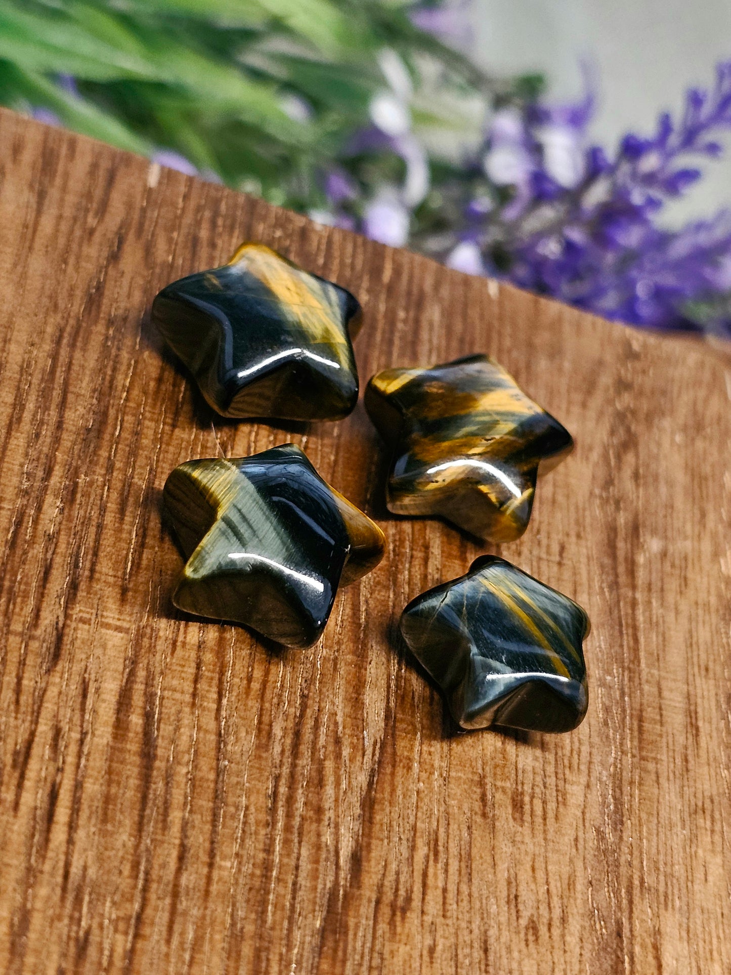 Mini Blue & gold tigers eye stars