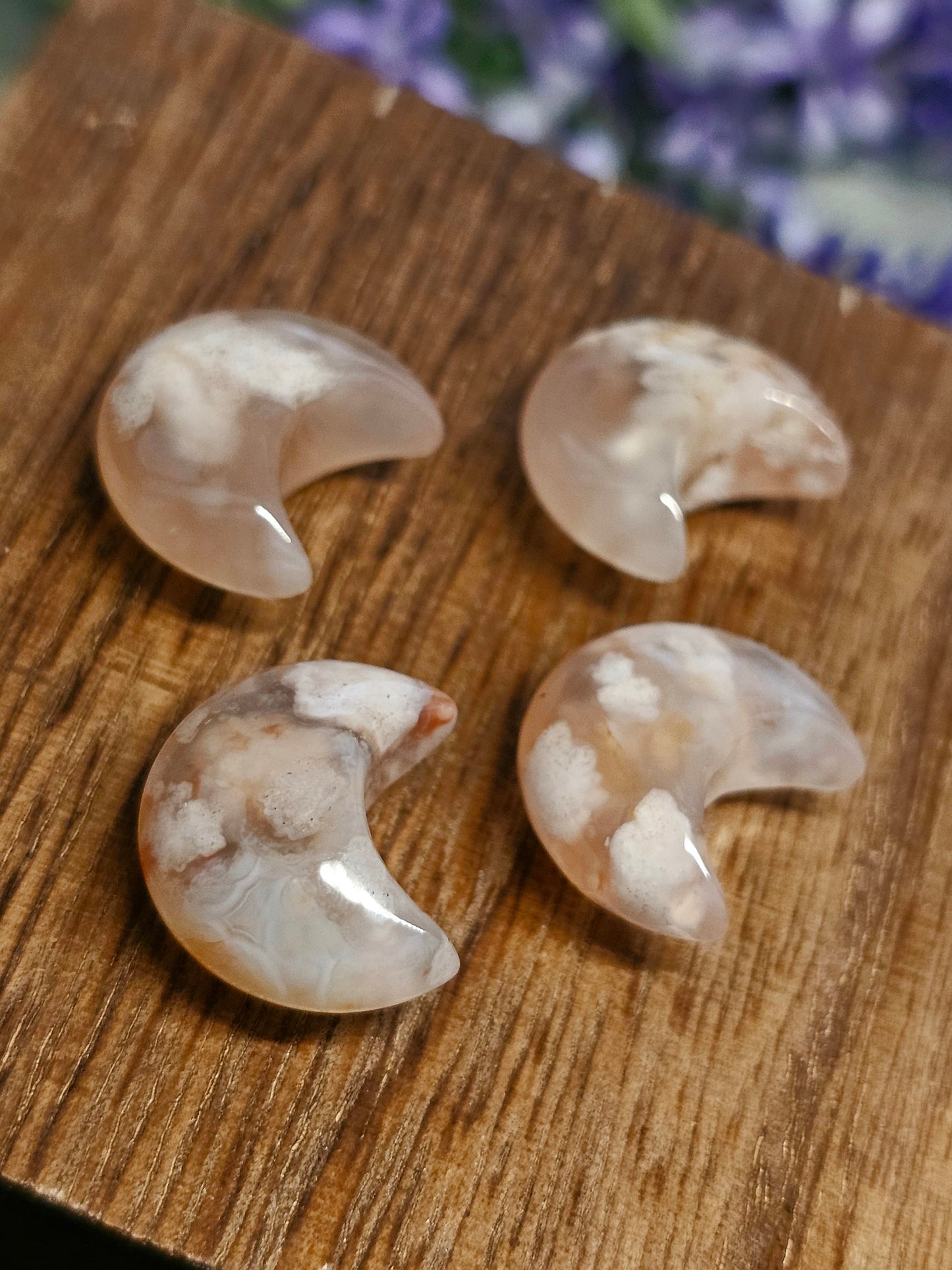 Mini flower agate moons
