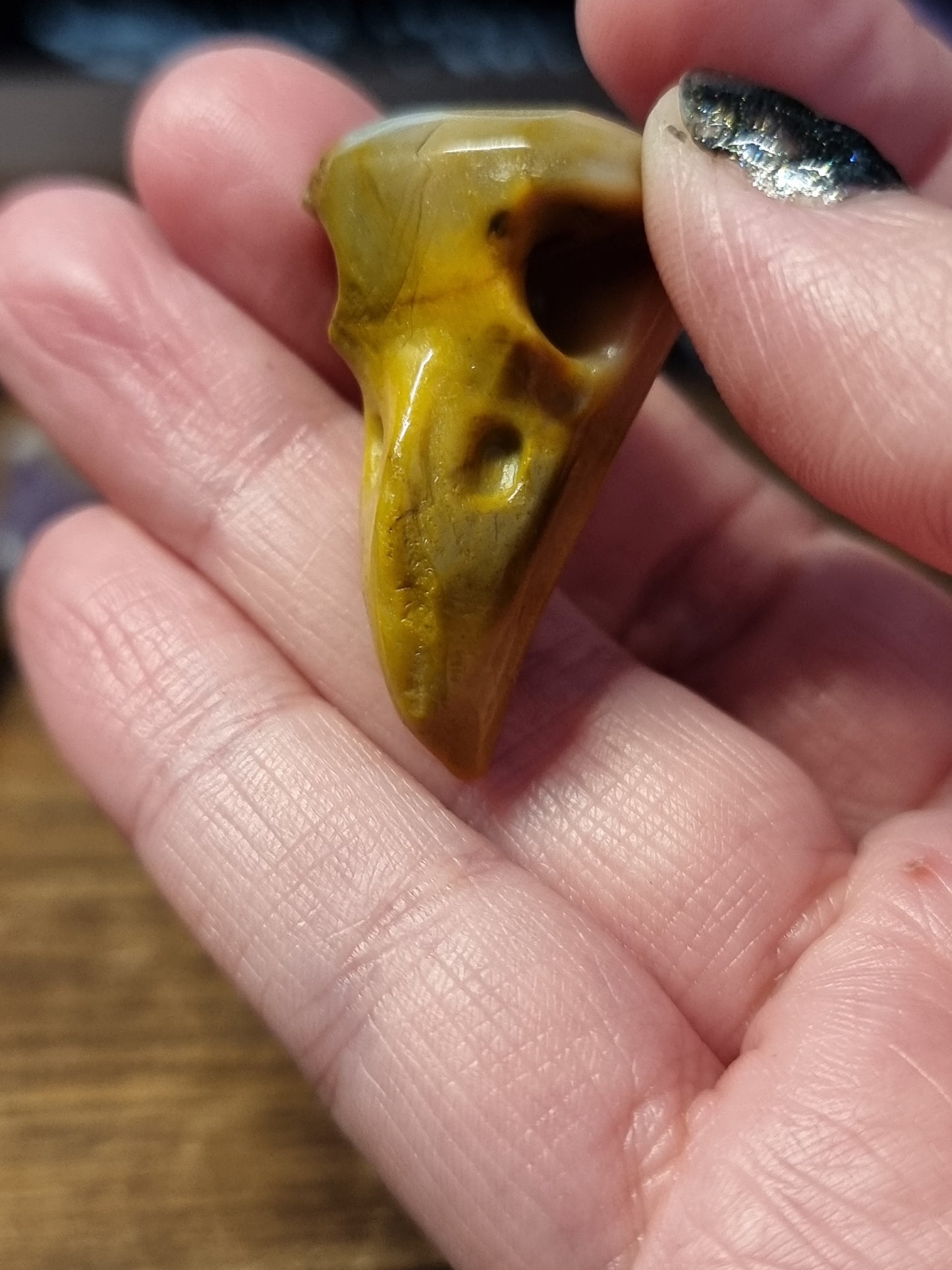 Bird skull carvings