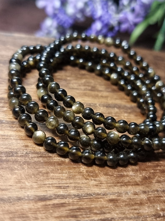 4mm gold obsidian bracelets