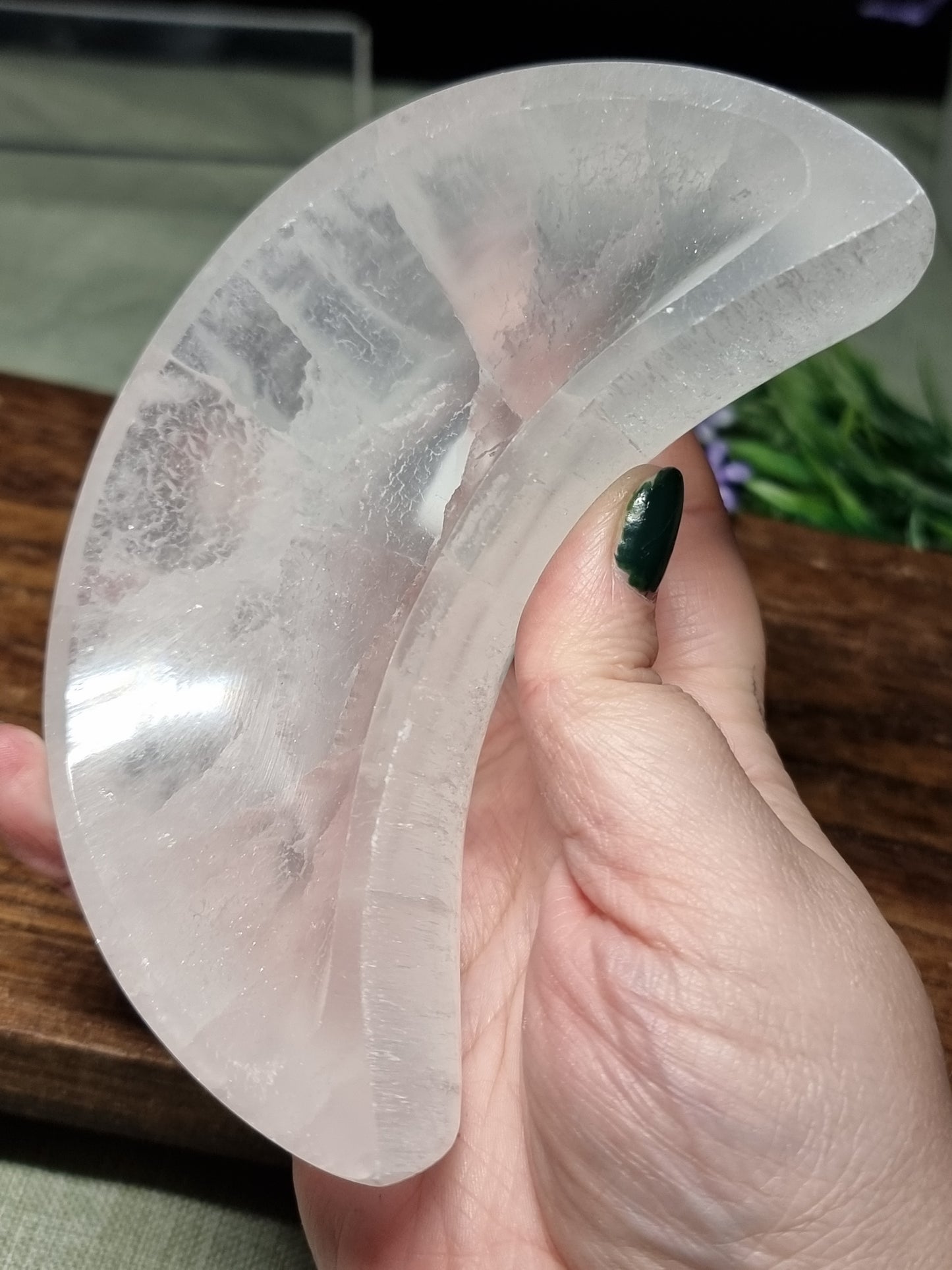 Satin spar moon bowl