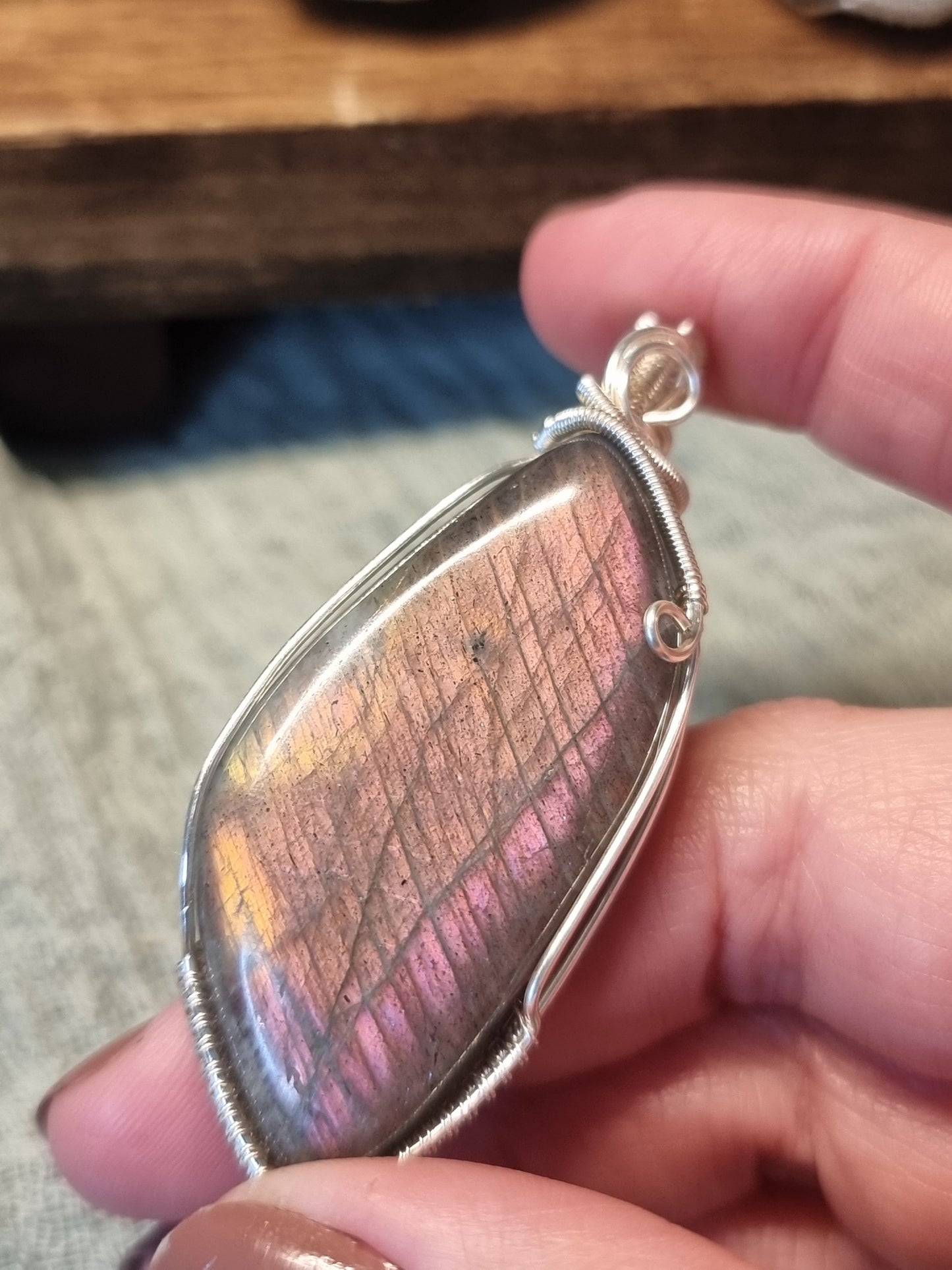 Labradorite wire wrapped pendants