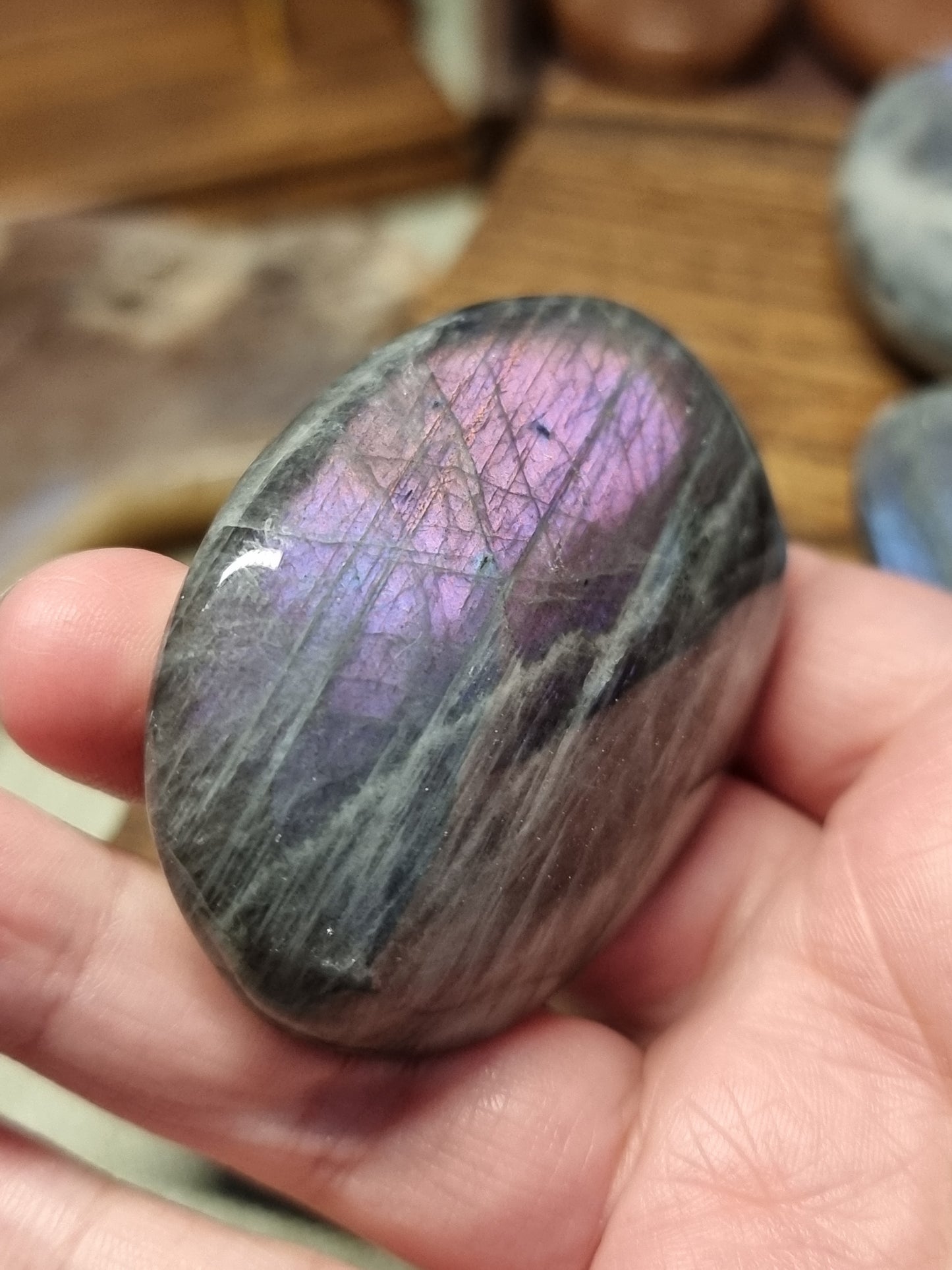 Purple labradorite palmstones