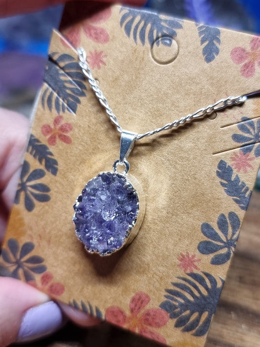 Druzy amethyst necklace