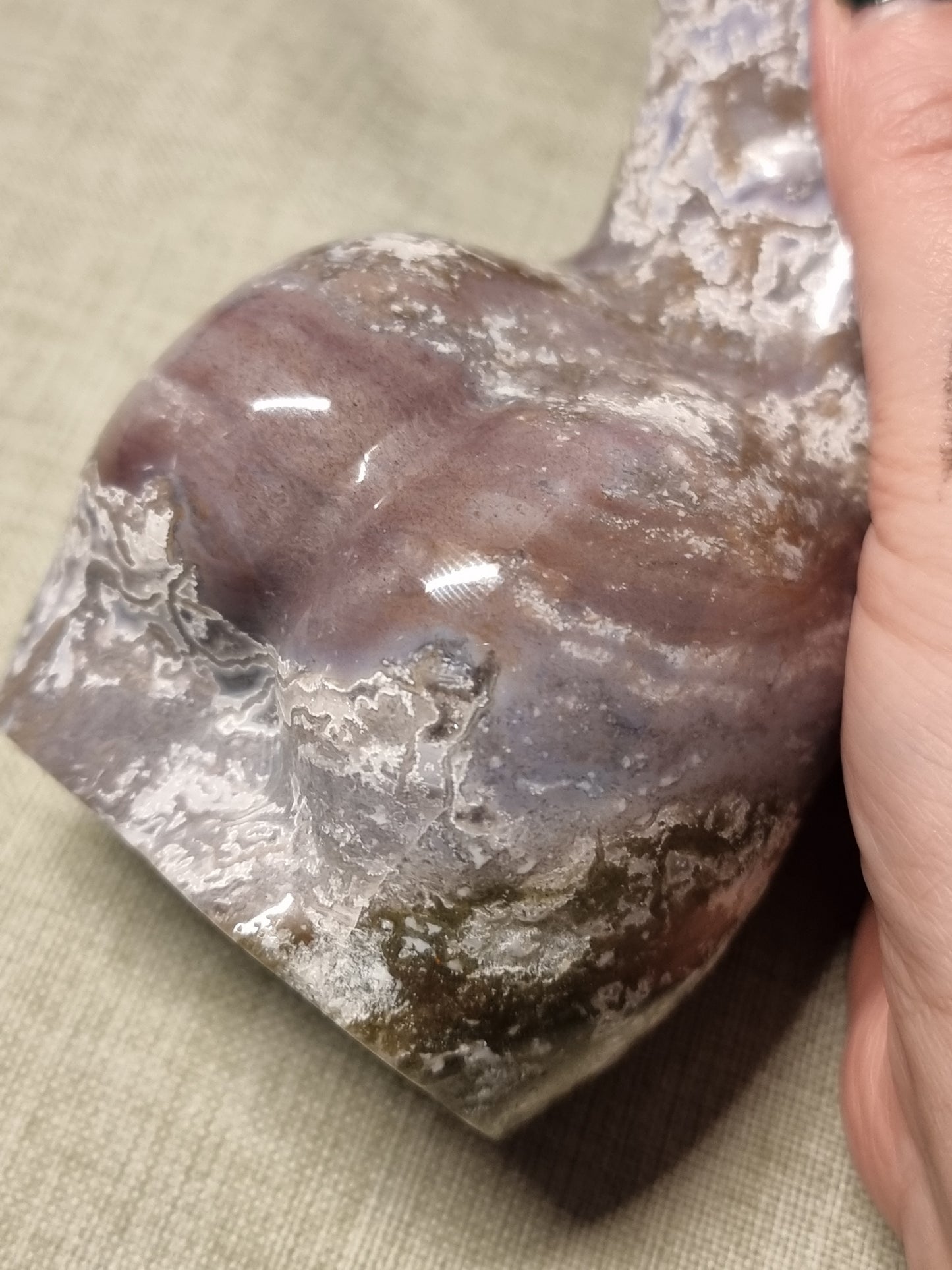 Colourful Moss agate body carving B