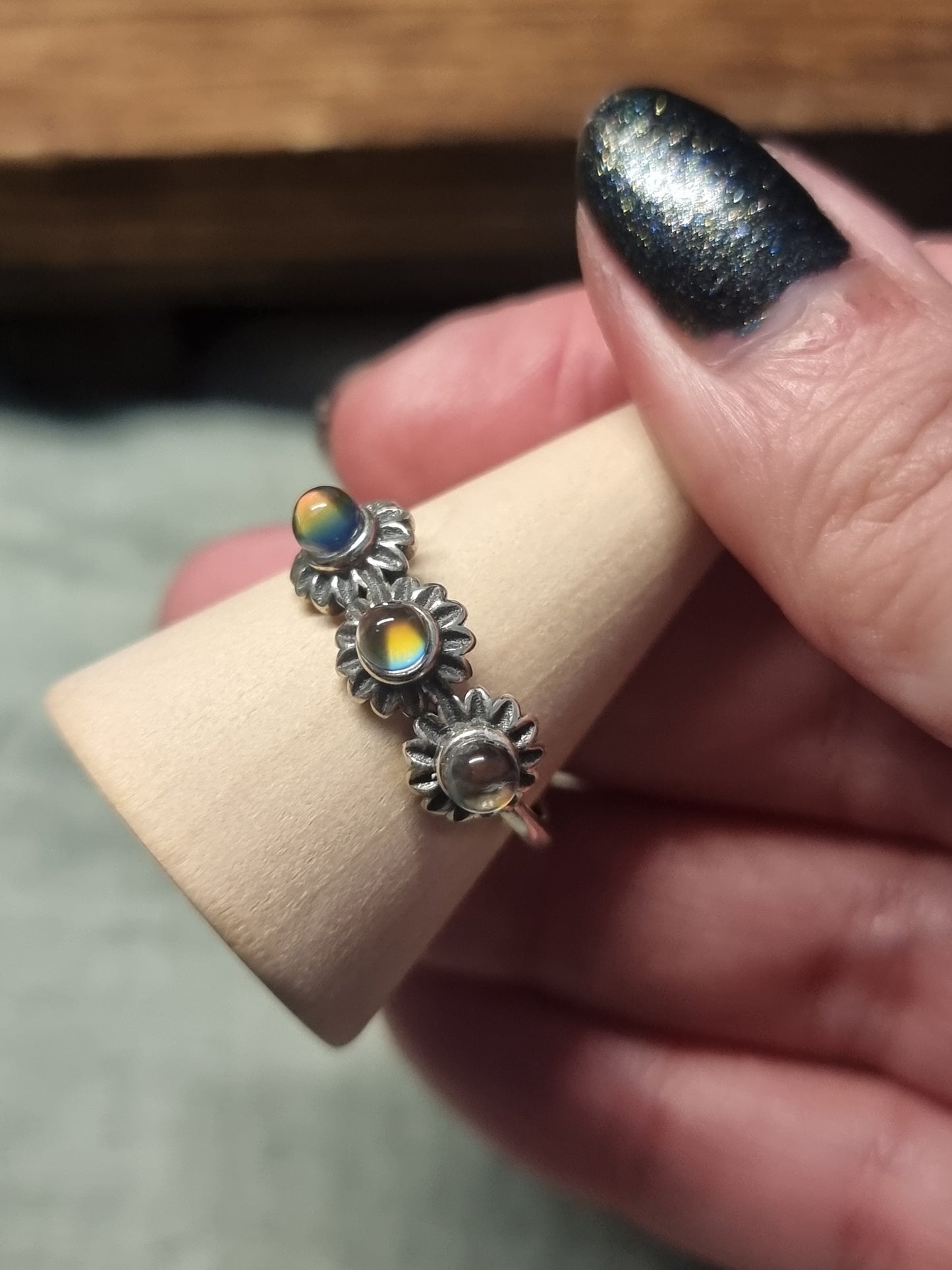 Madagascar moonstone S925 adjustable rings