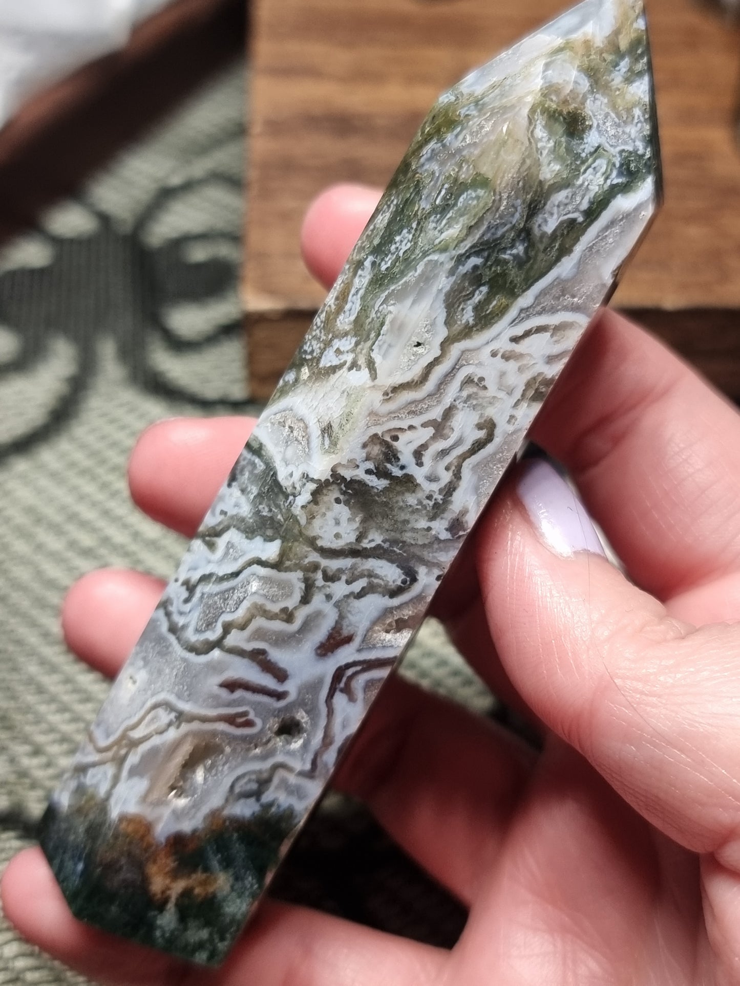 Colourful Moss agate towers