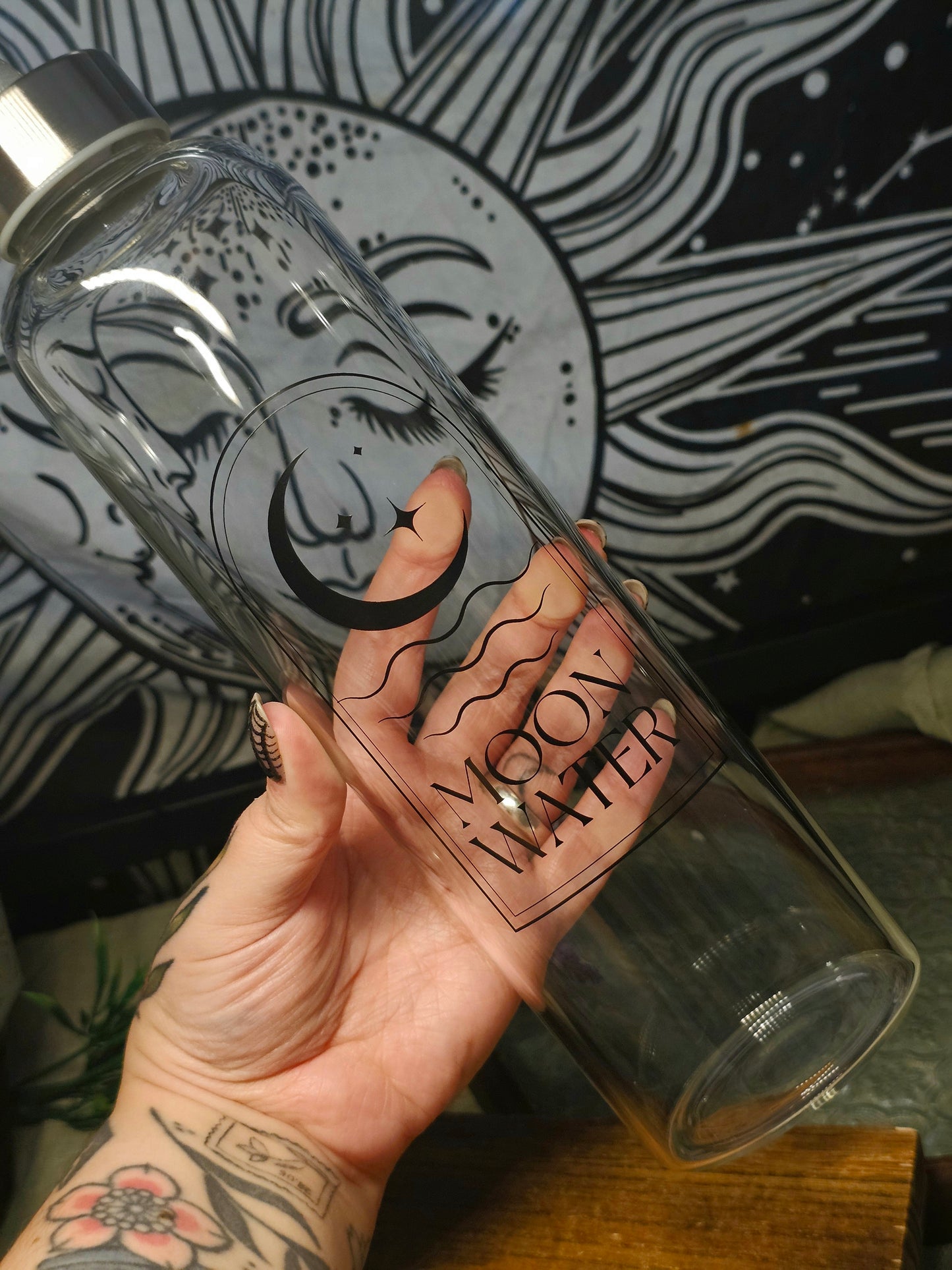 Moon water glass bottle