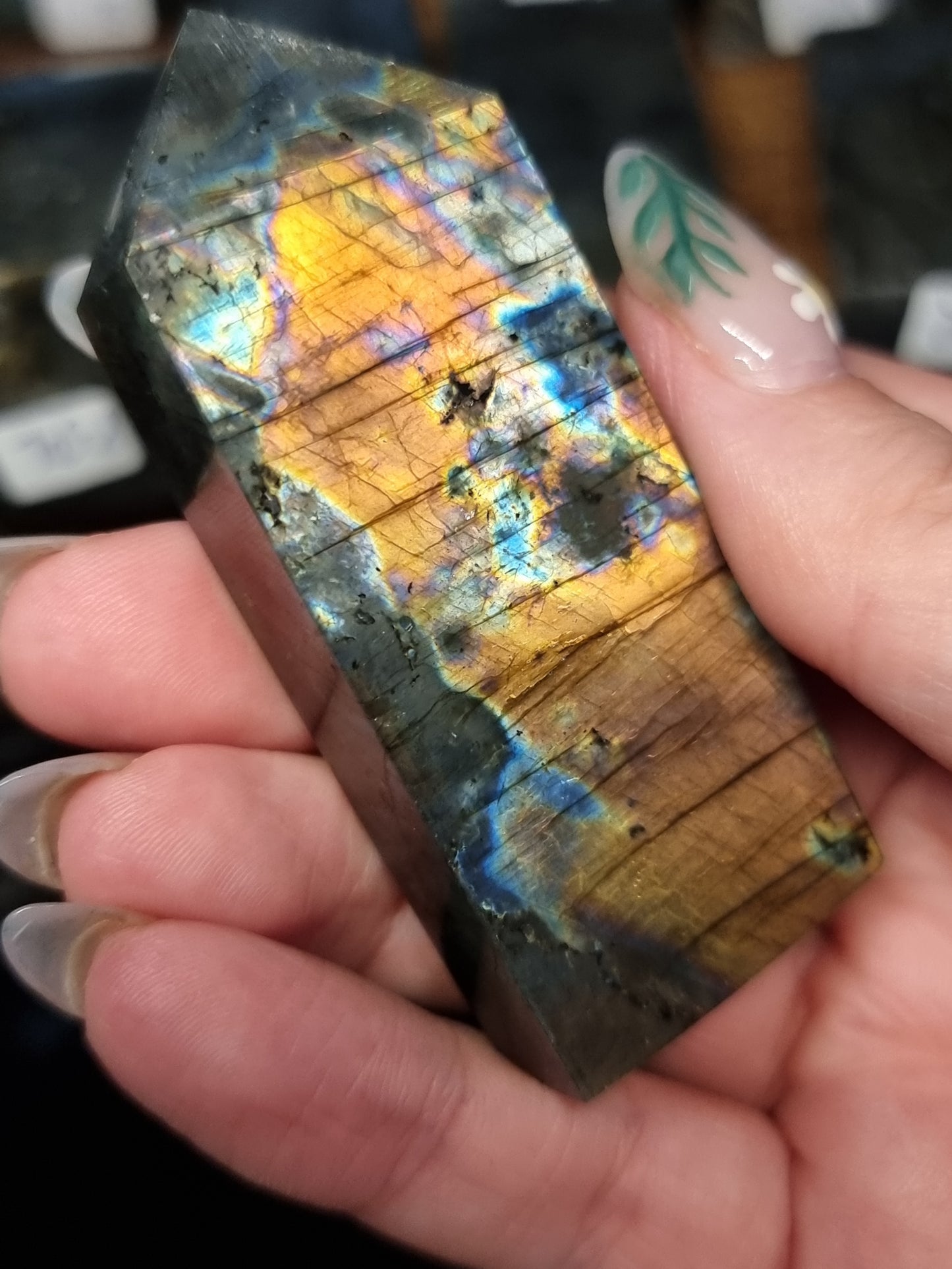 Spectralite towers (Finnish labradorite)