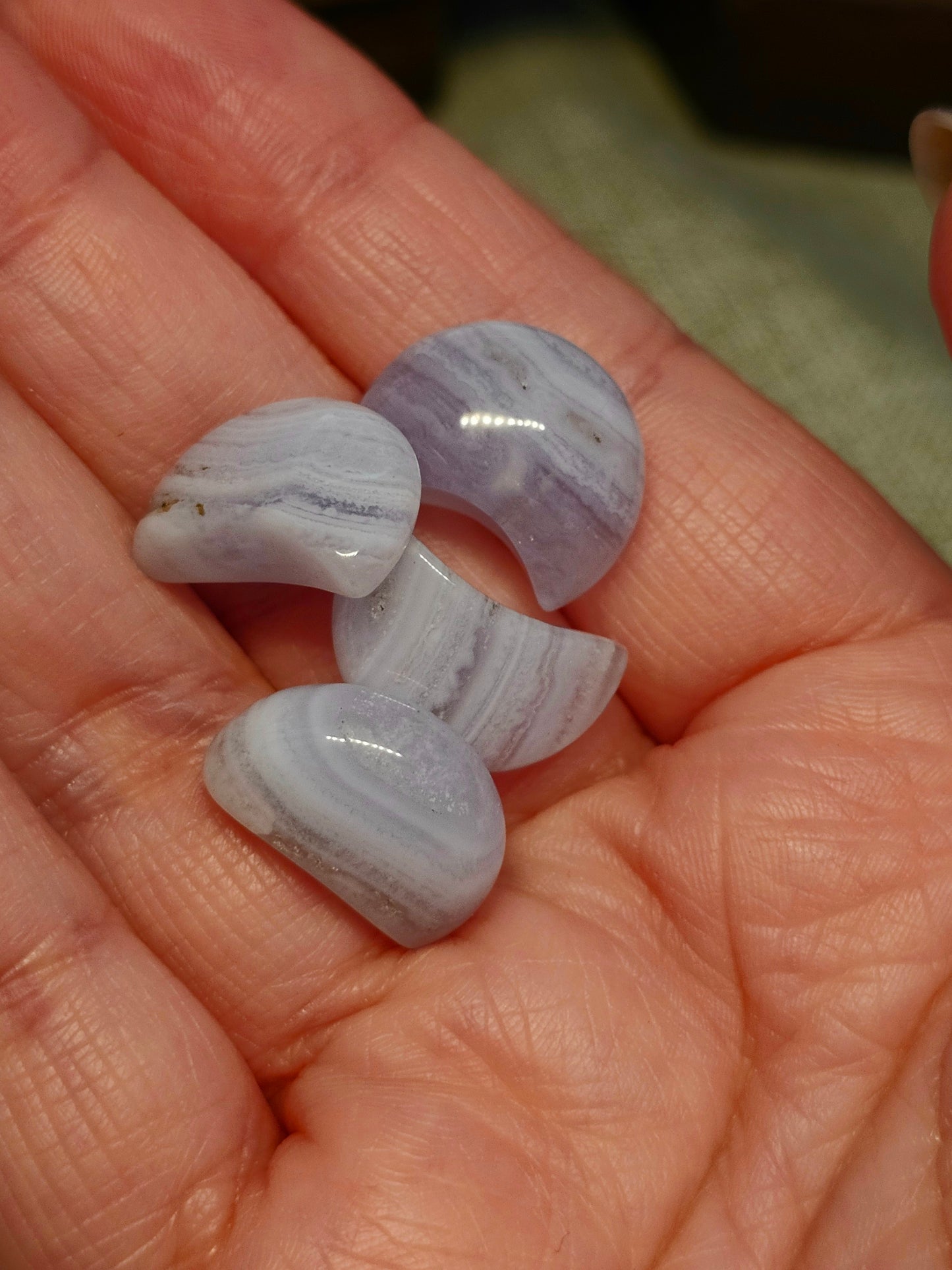 Mini blue lace agate moons