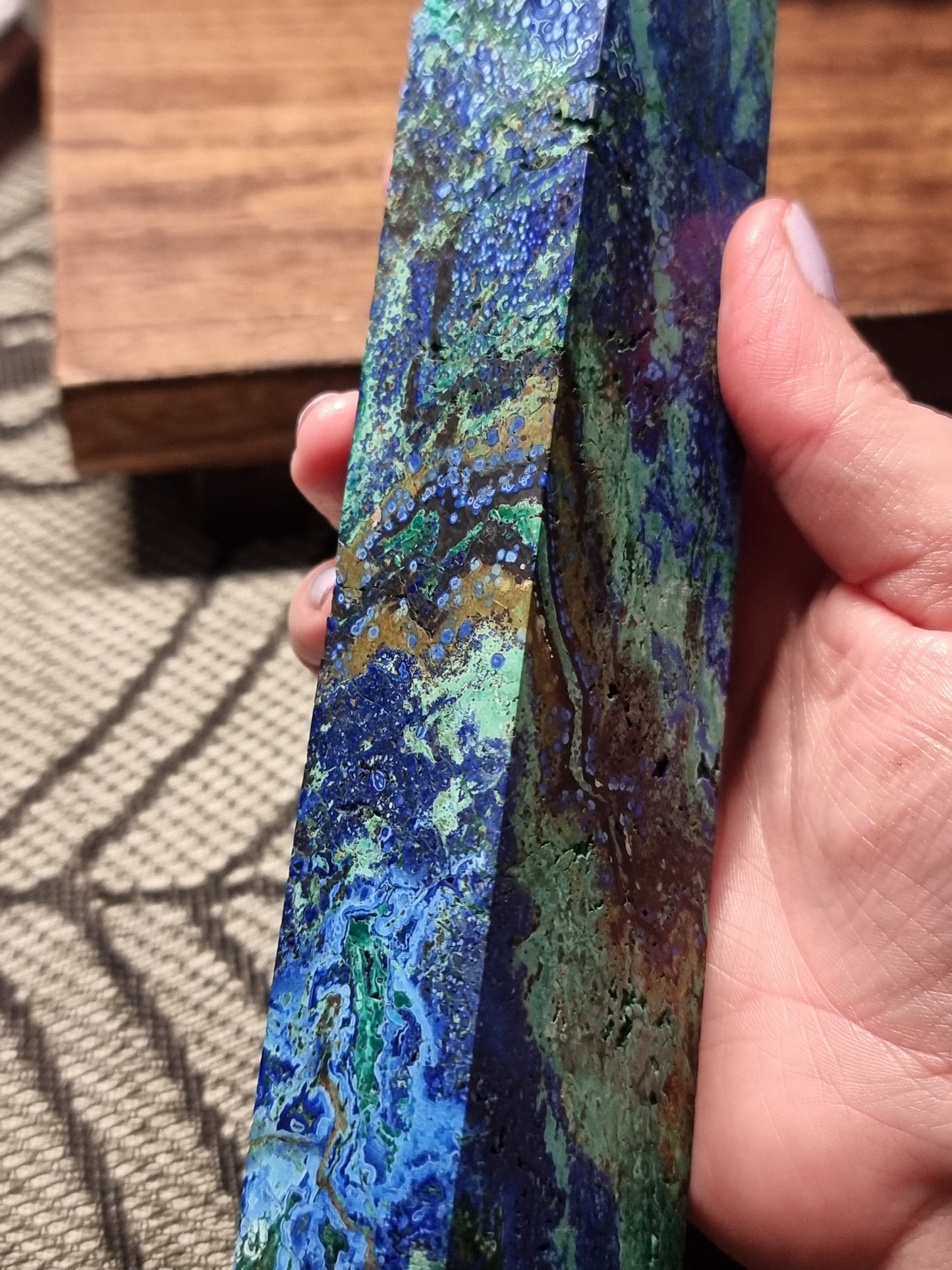Azurite with malachite tower