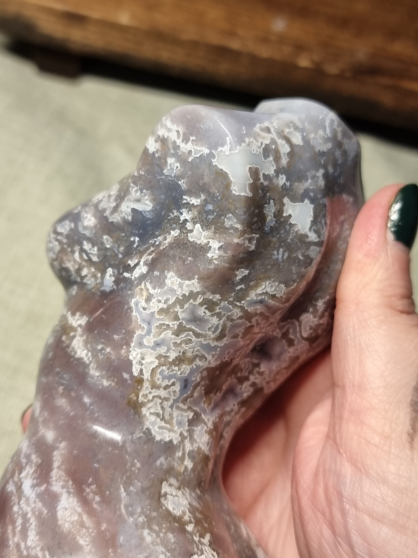 Colourful Moss agate body carving B