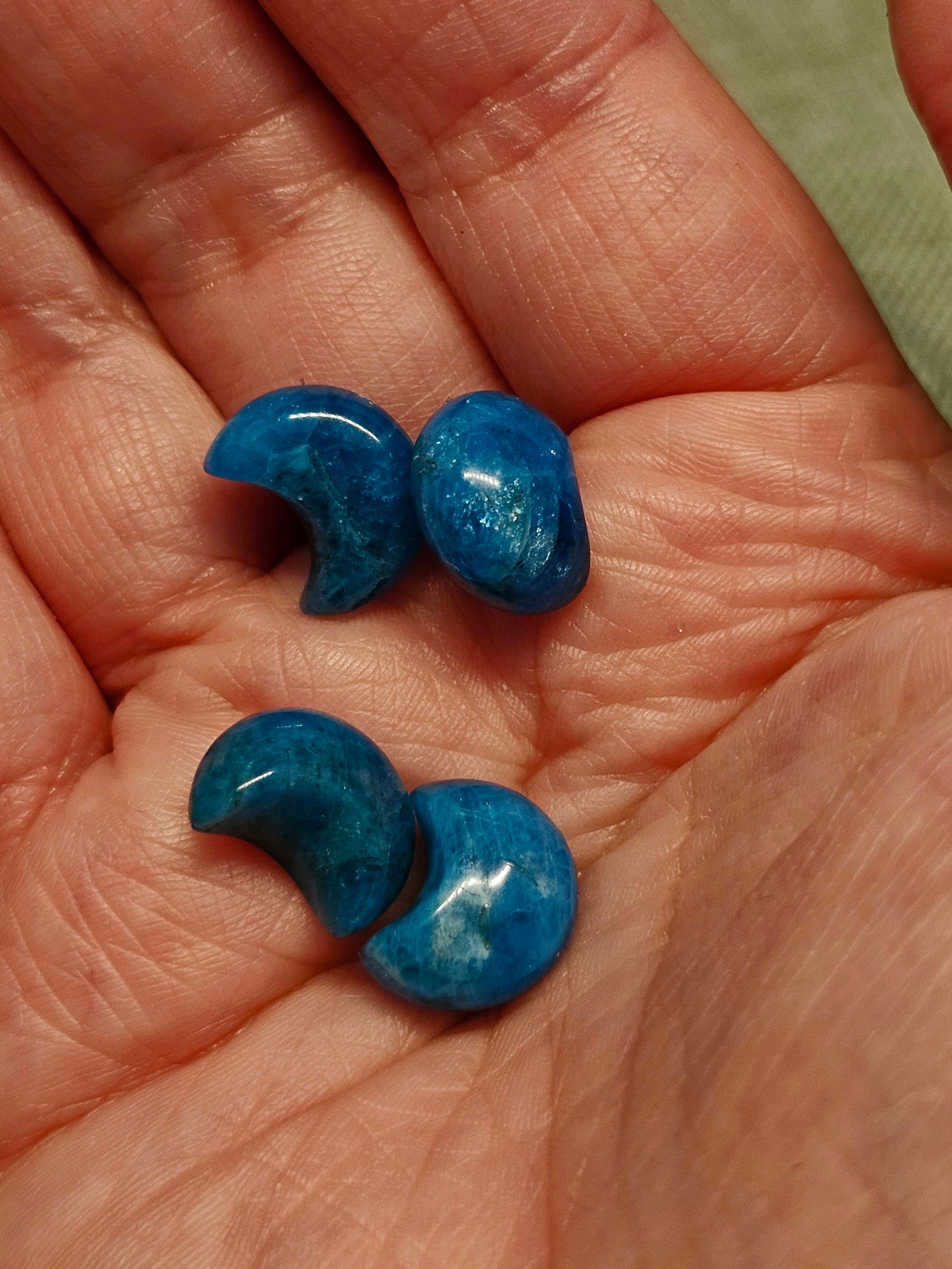 Mini blue apatite moons