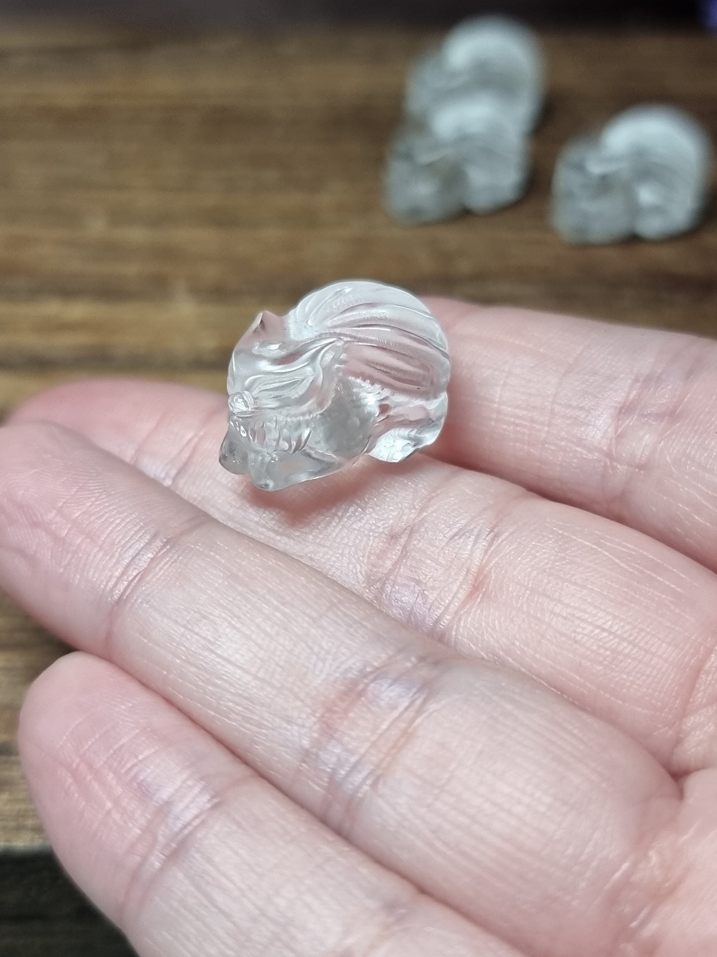 Mini clear quartz 9 tail fox carvings