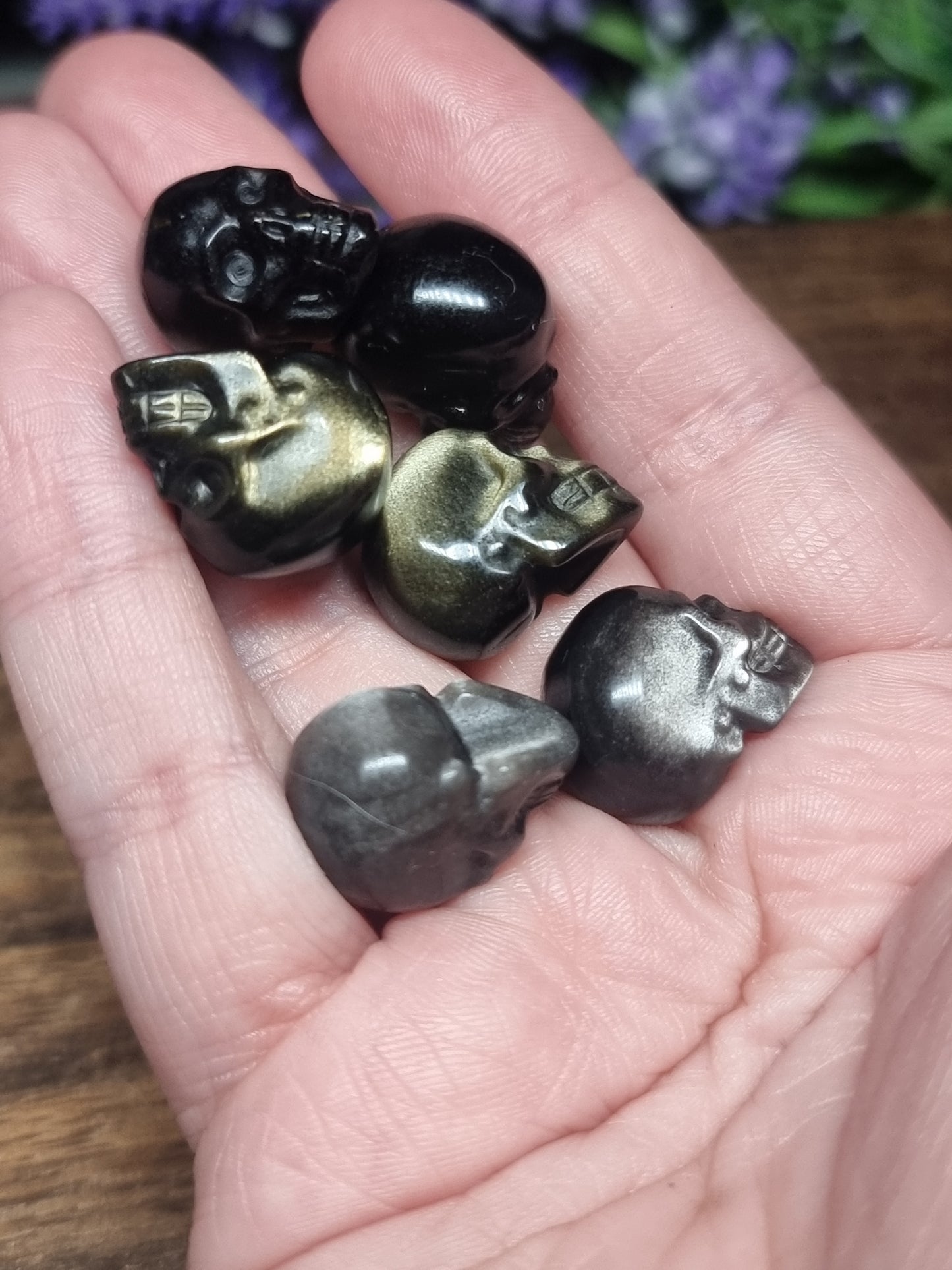 Mini sheen obsidian skulls