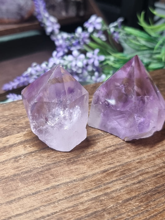 Amethyst part polished cut base