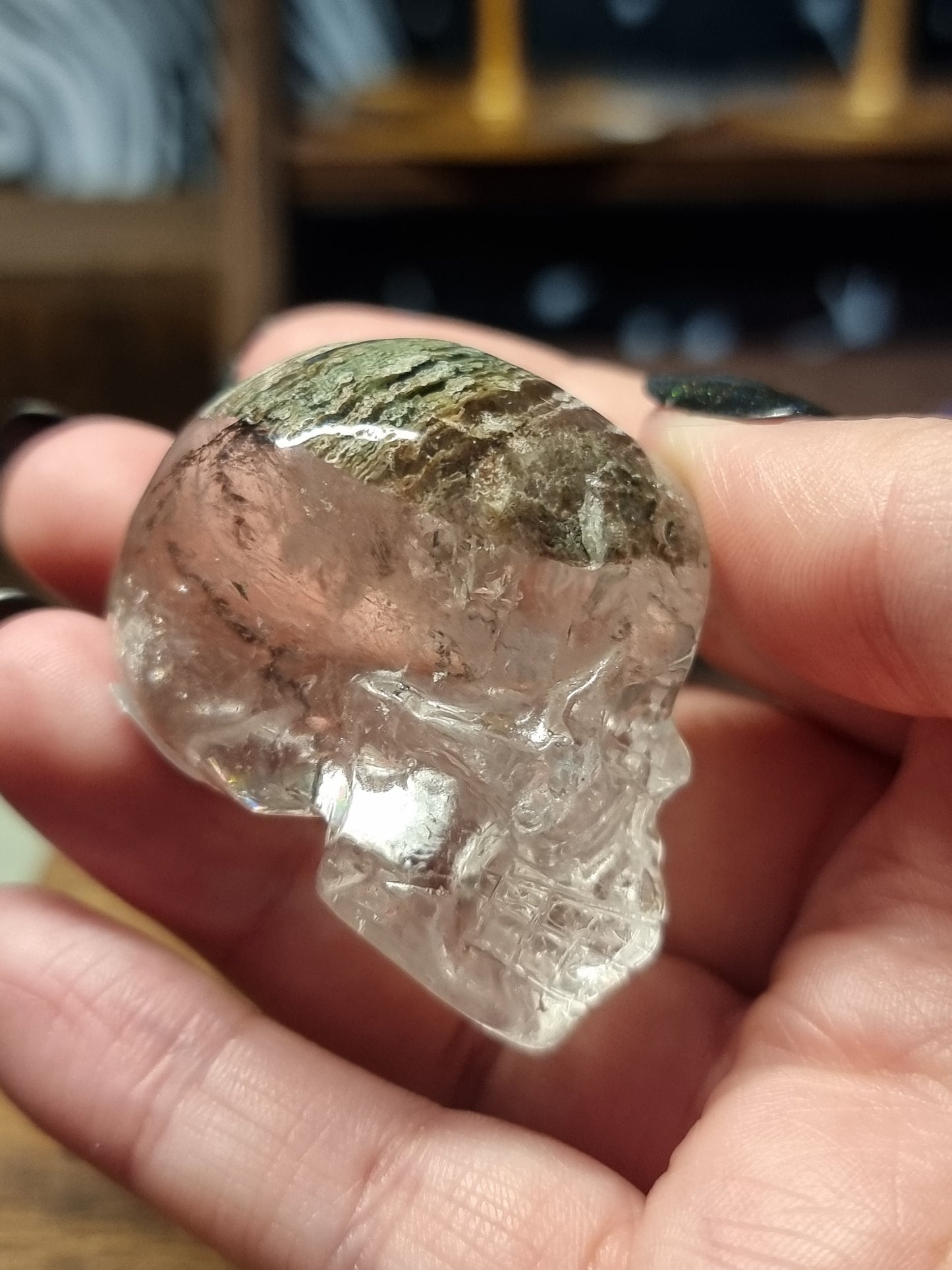 Garden quartz skulls